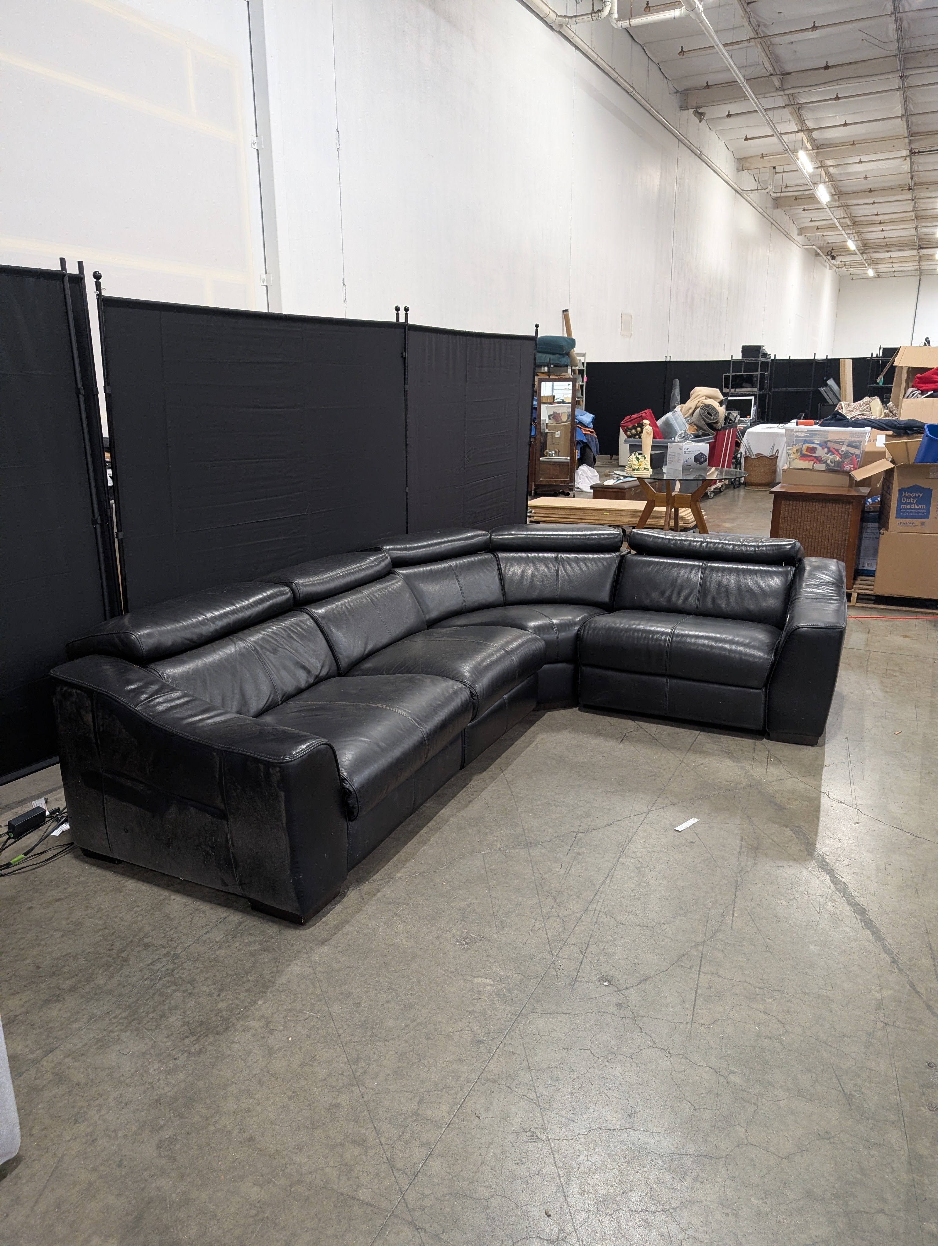 Modern Black Sectional Sofa with Adjustable Headrests