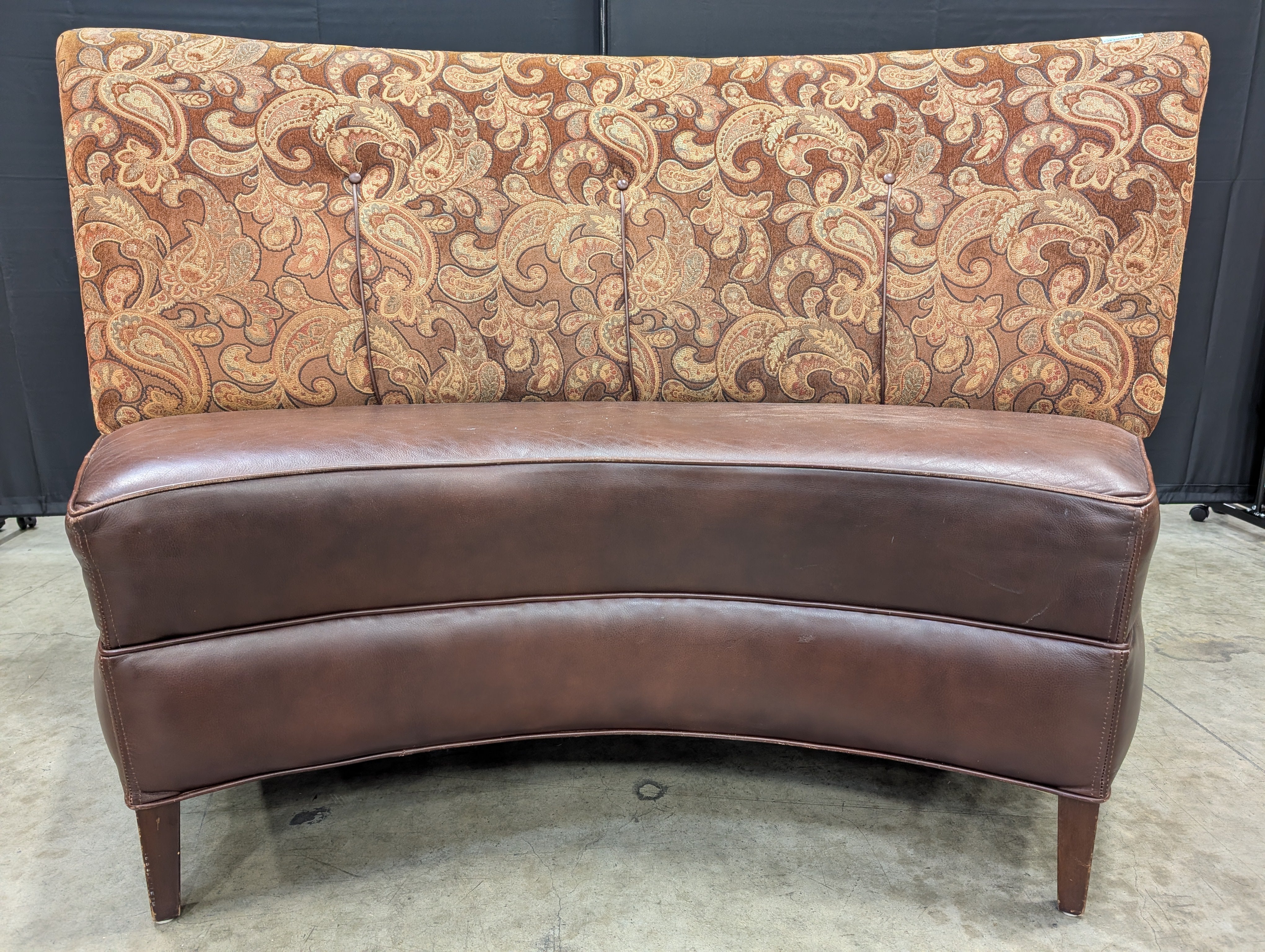 Curved Paisley Upholstered Settee