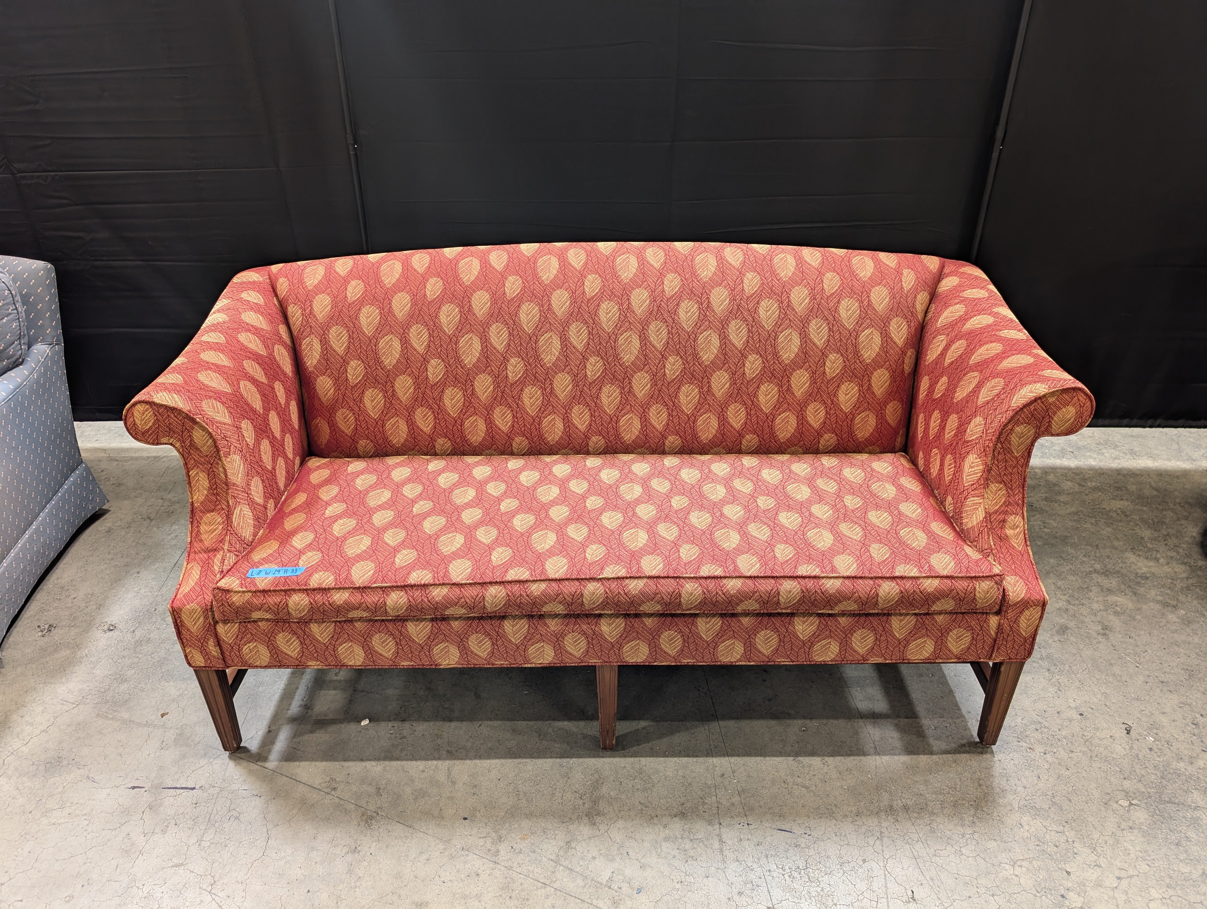 Red Leaf Patterned Traditional Couch