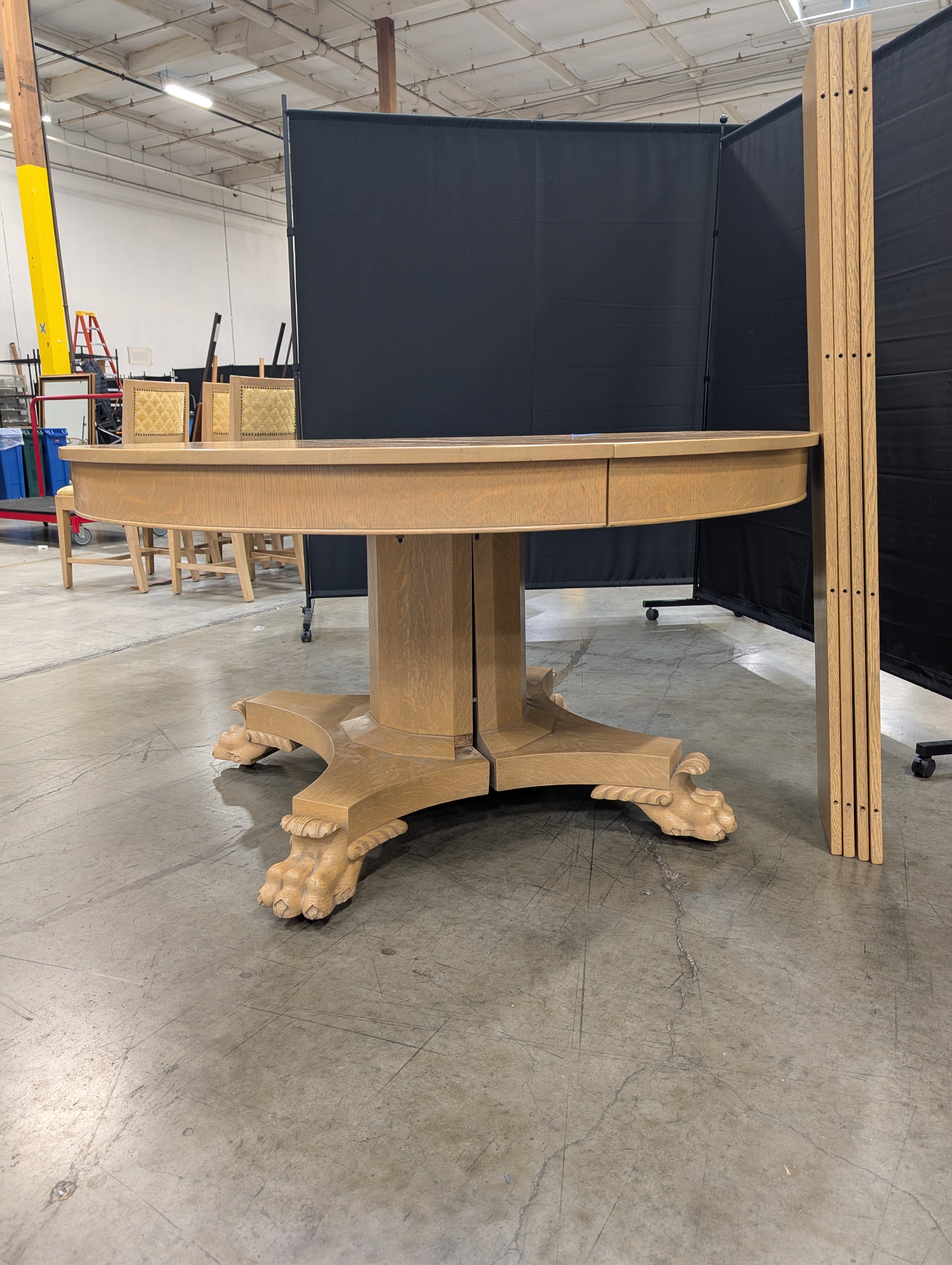 Extendable Oval Wood Dining Table with Pedestal Base