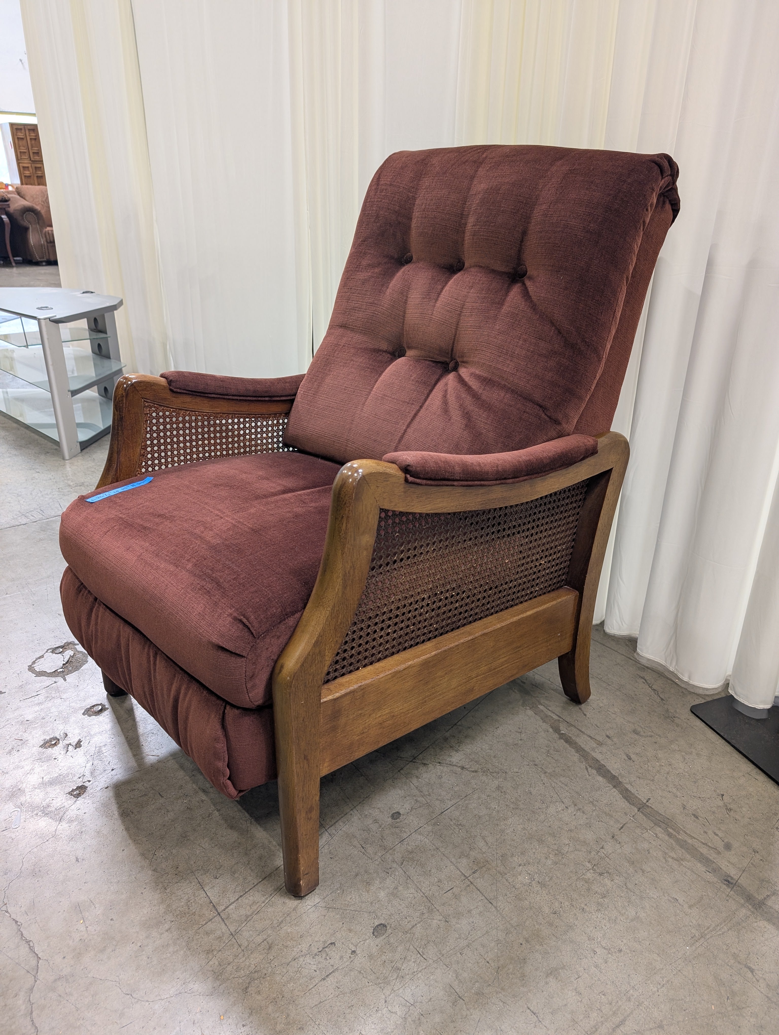 Lane Furniture Rust Tufted Cane Armchair in Wood