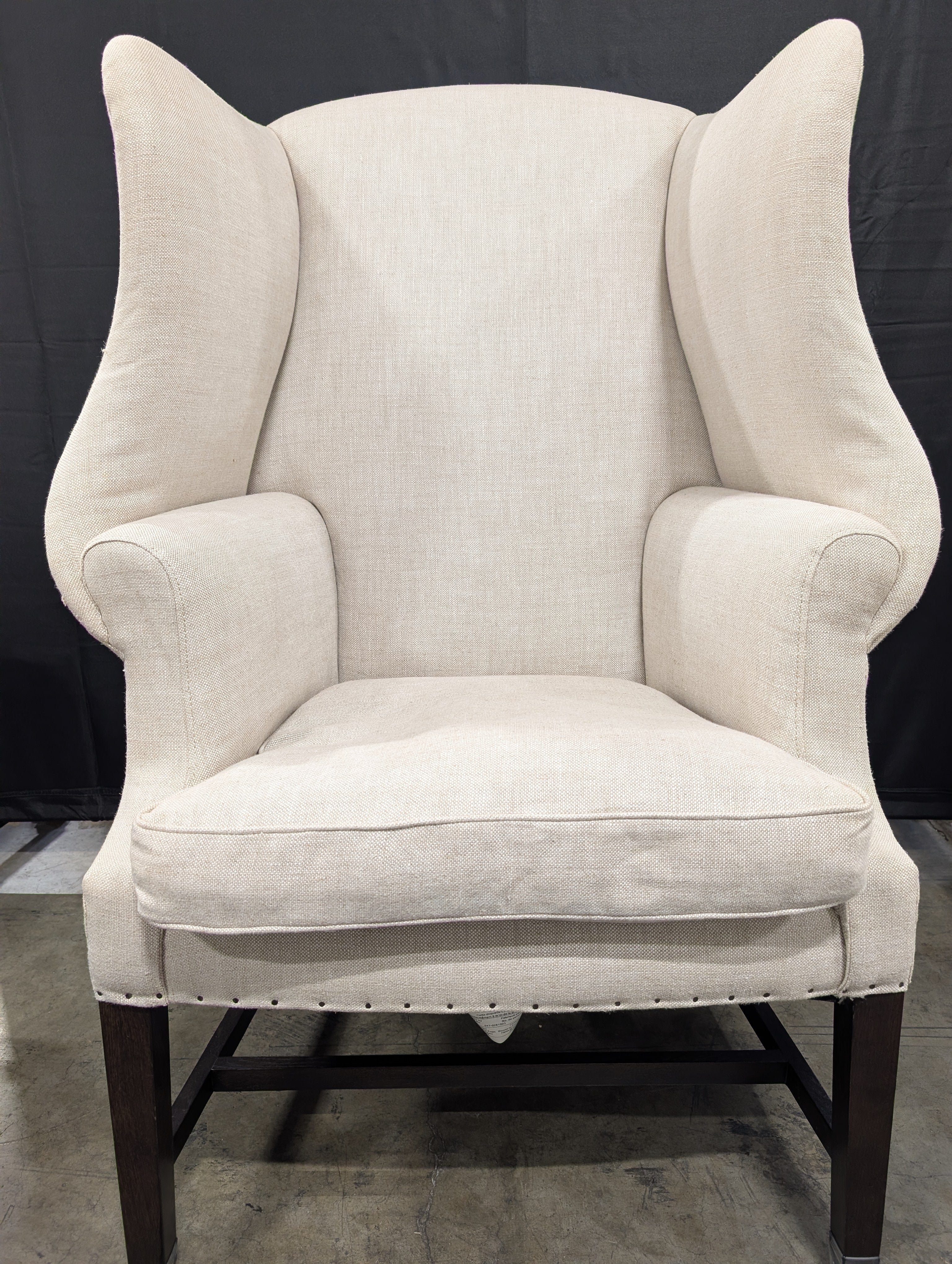 Neutral Upholstered High-Back Armchair