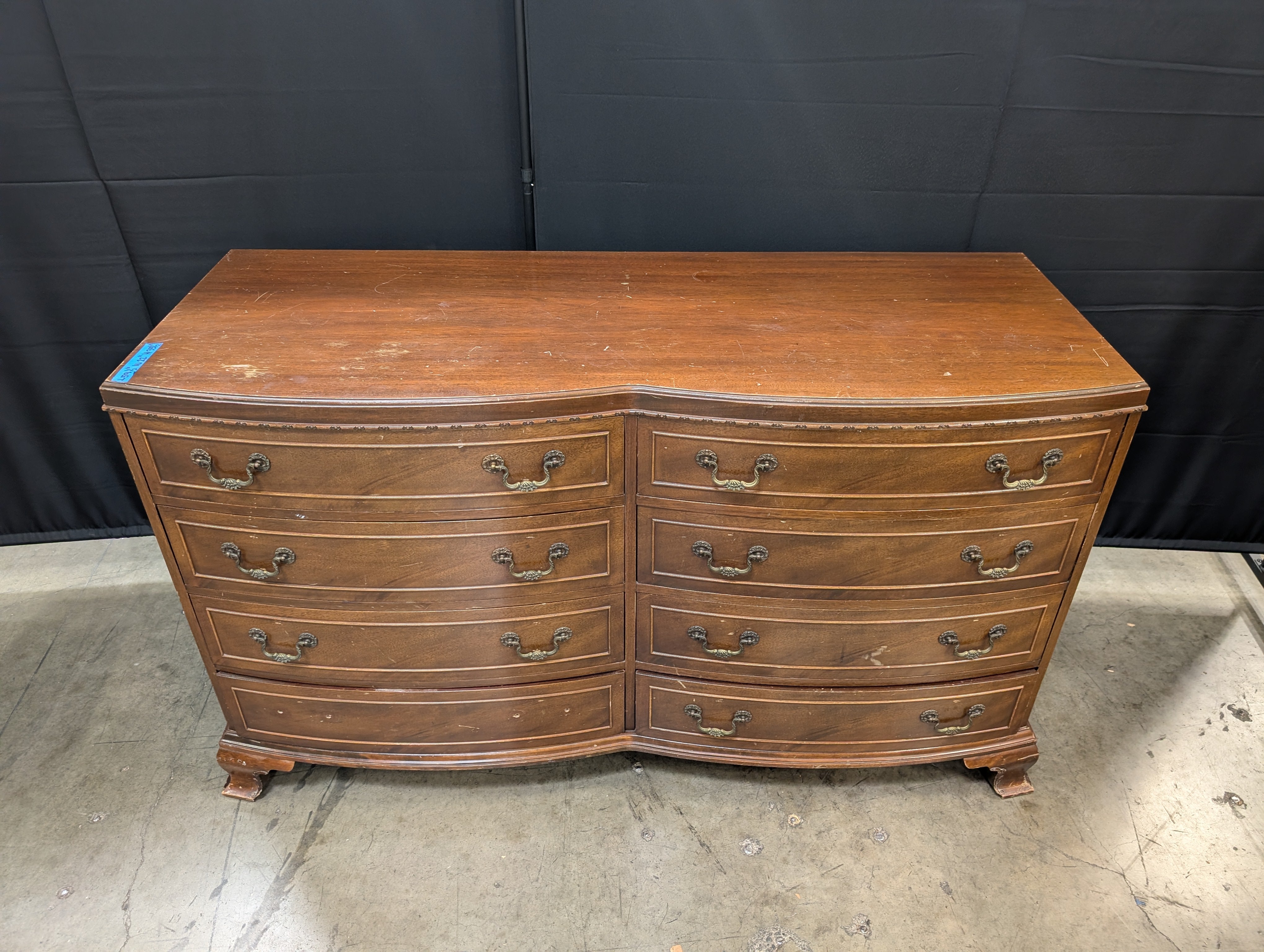 Vintage RWAY Eight Drawer Wood Dresser