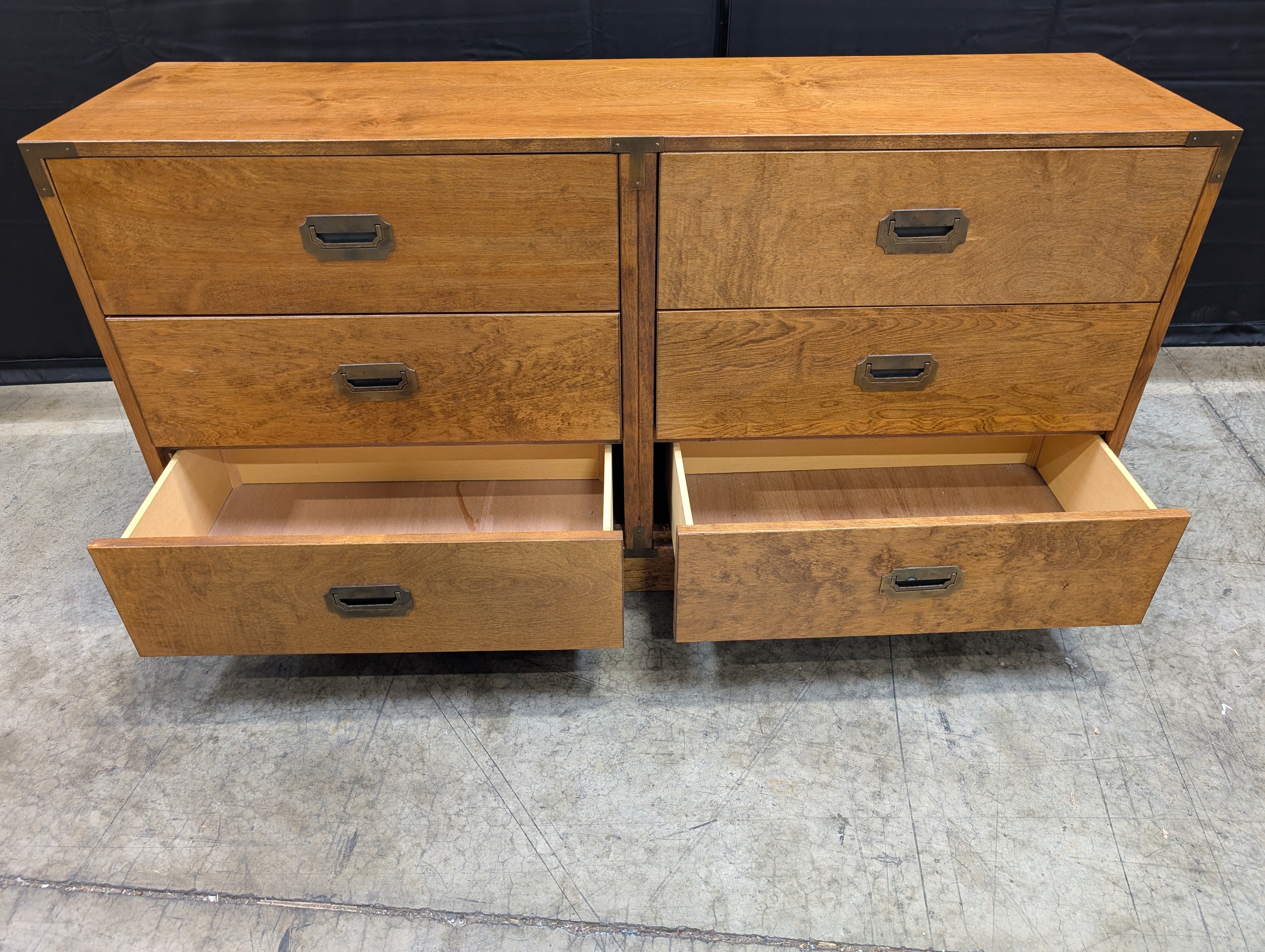 Stained Wood Double Dresser with Minimalist Hardware