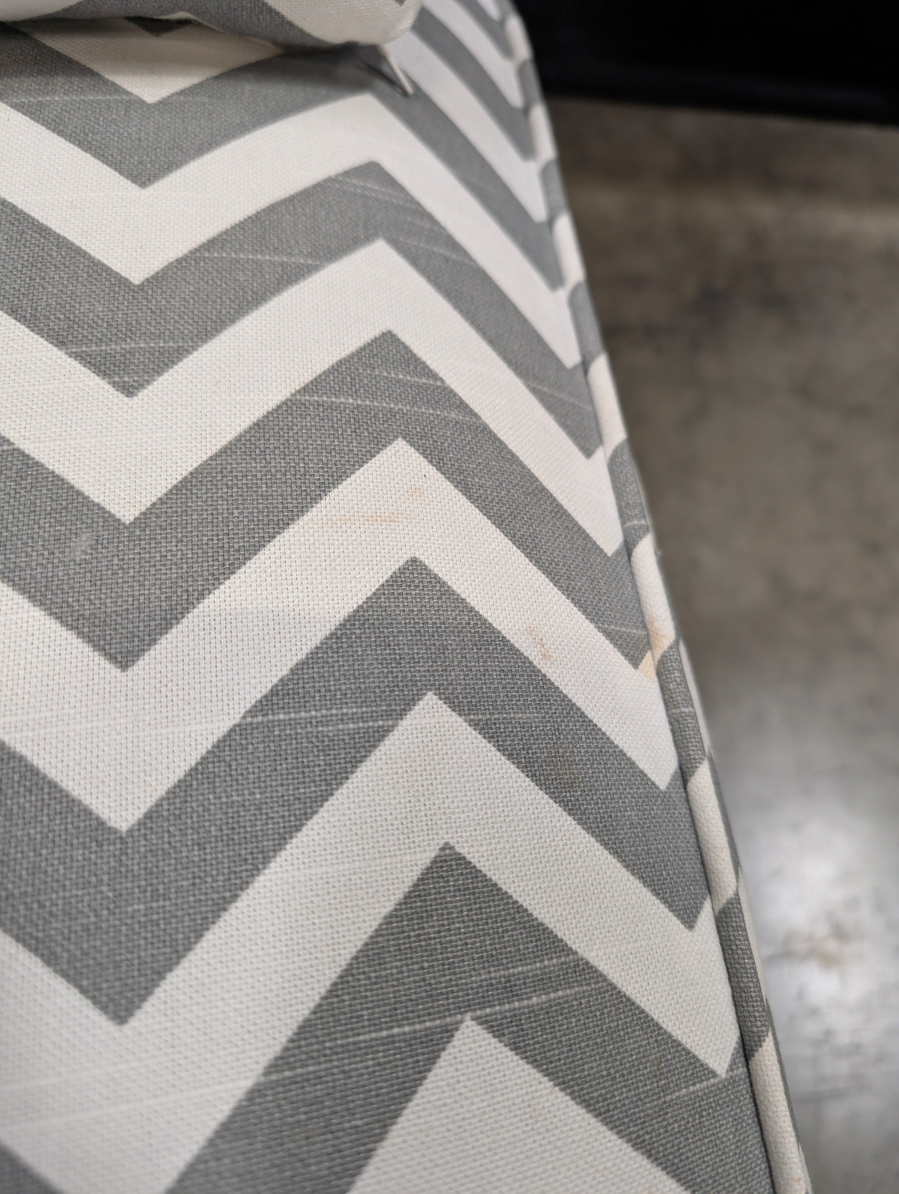 Chevron Pattern Upholstered Accent Chair with Bolster Pillow