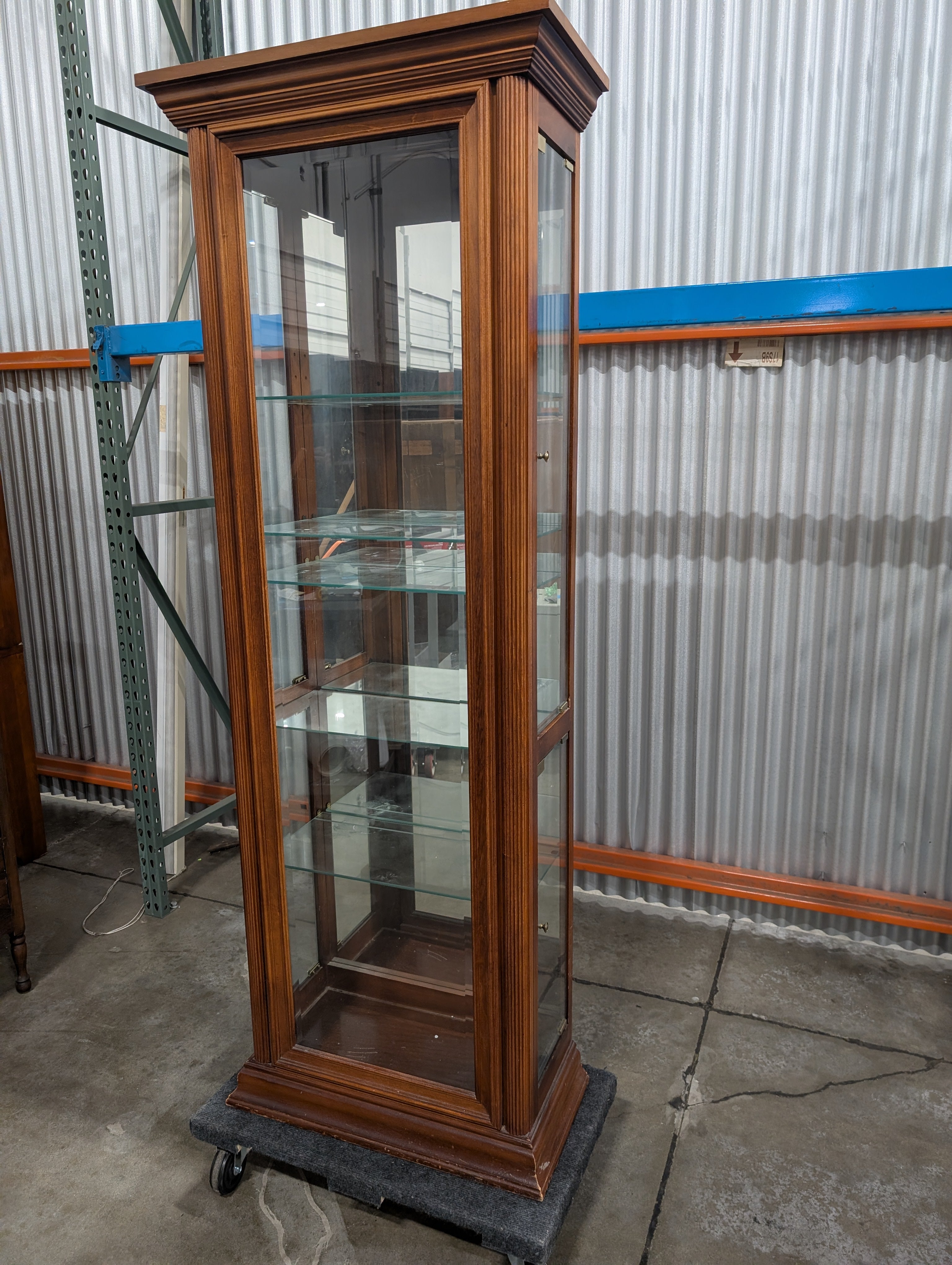 Pulaski Furniture Traditional Cherry Stained Wood Curio Display Cabinet with Glass Shelves