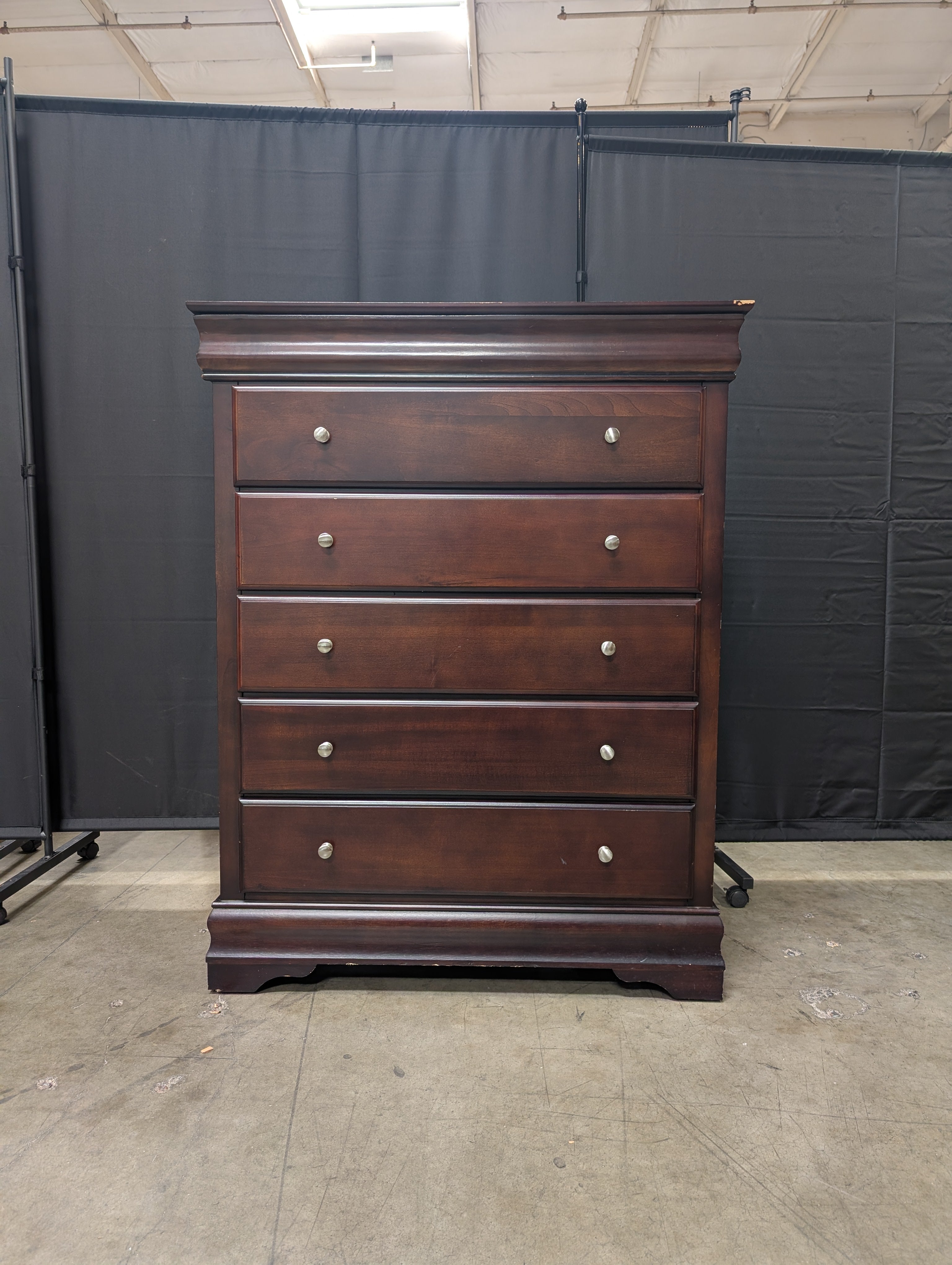 Traditional Six-Drawer Cherry Finish Wood Chest