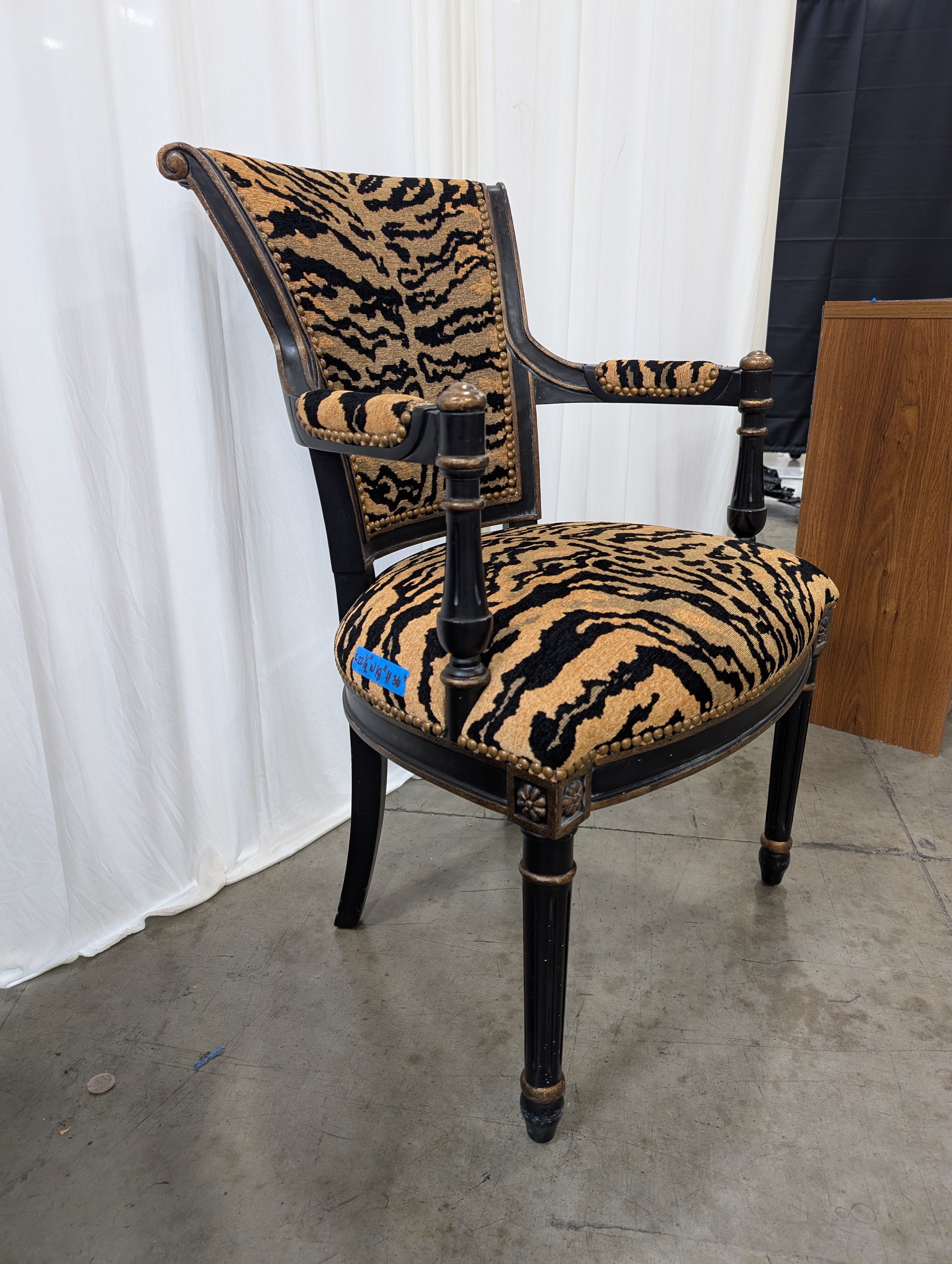 Striking Tiger Print Velvet Armchair with Nailhead Trim