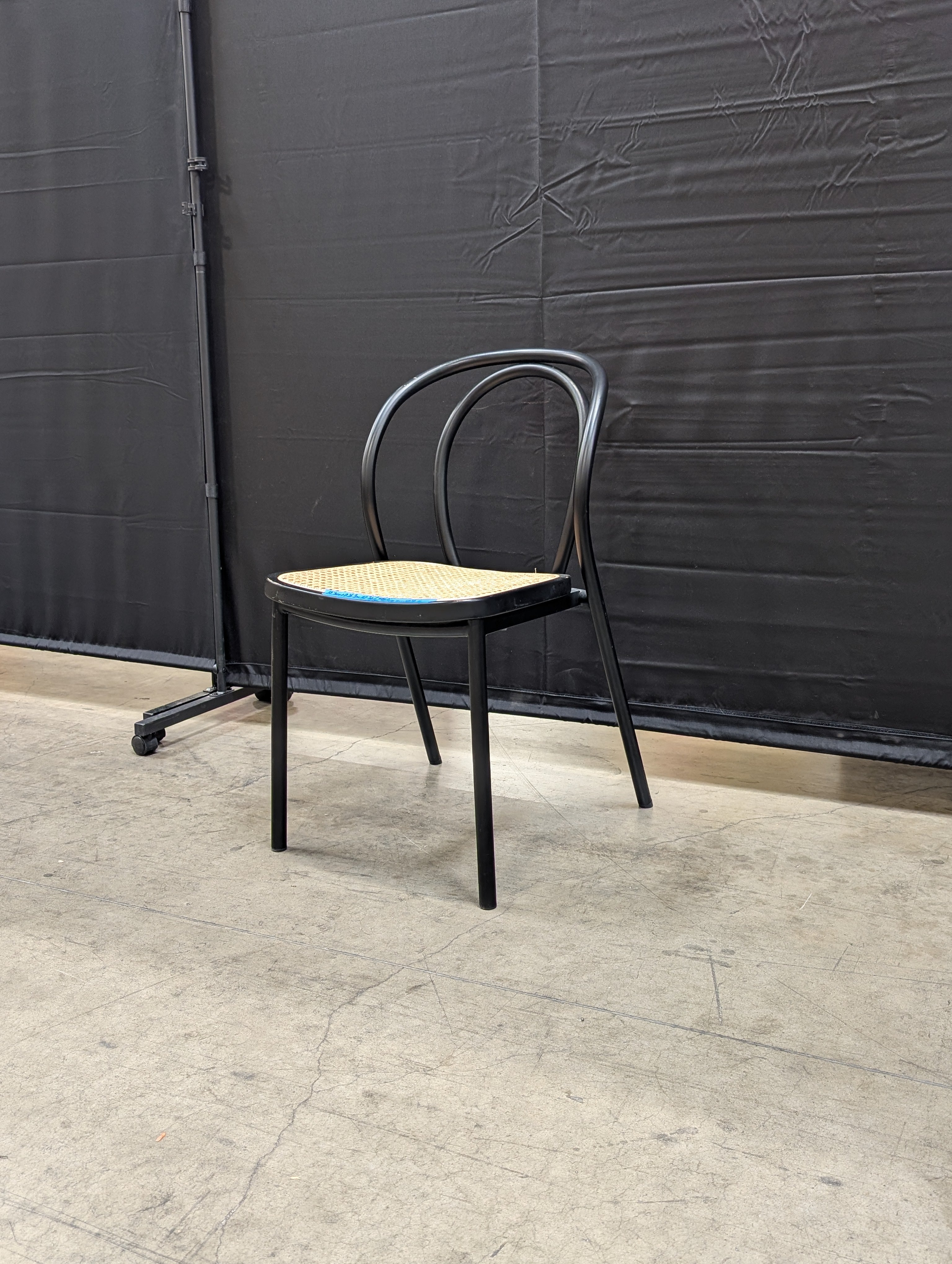 Modern Black Bentwood Dining Chair with Cane Seat