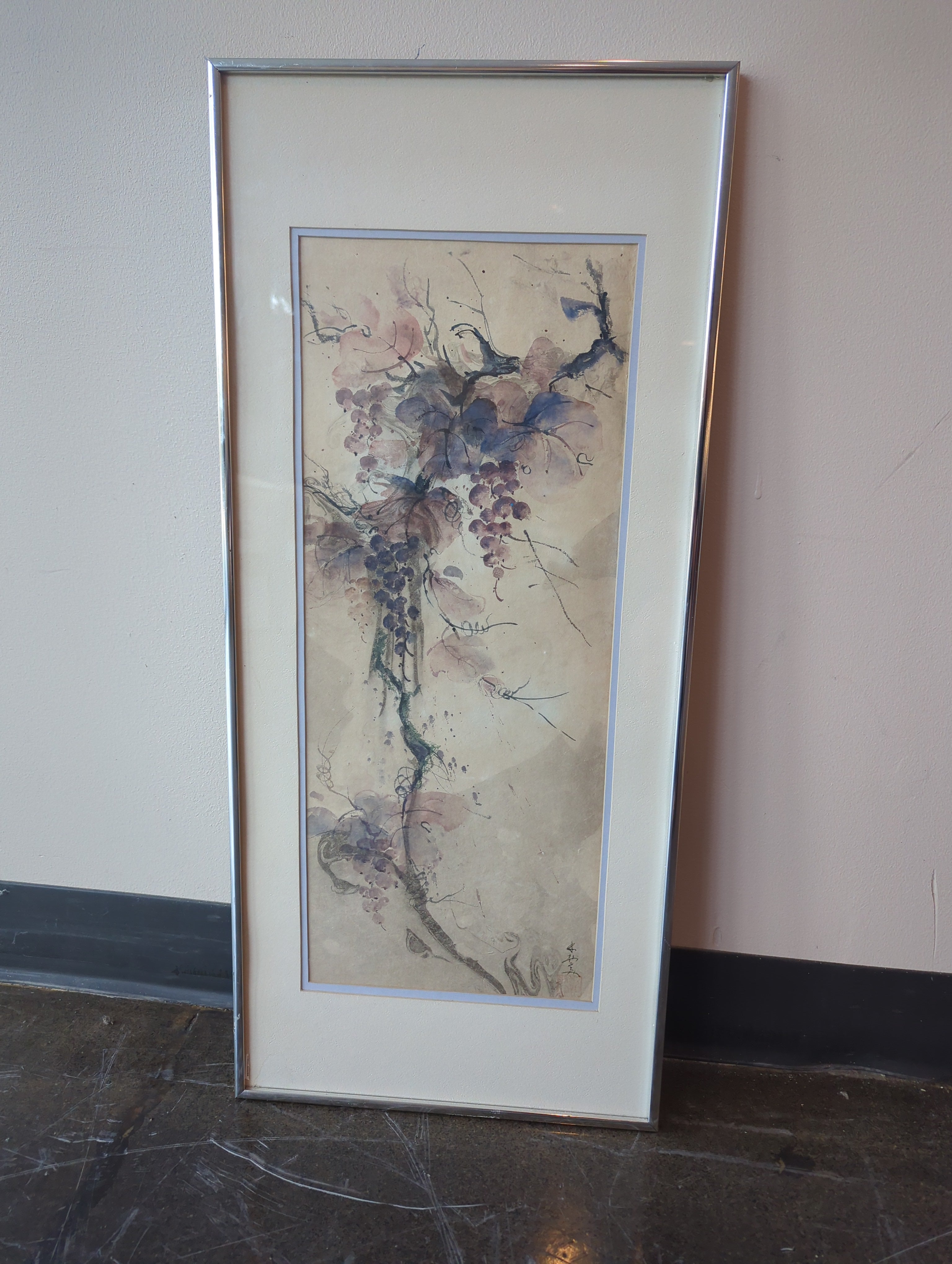 Framed Watercolor Grapevine Artwork