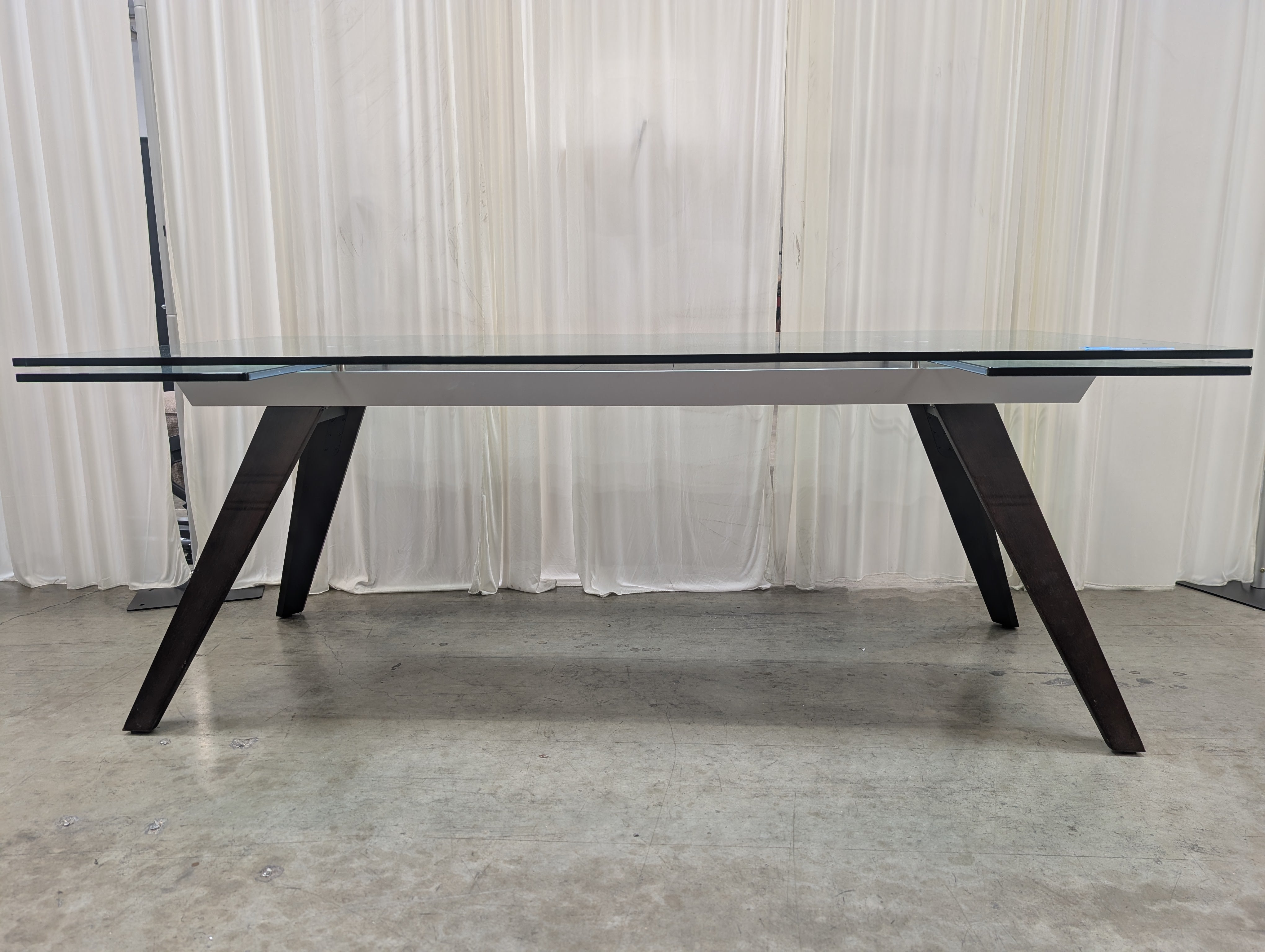 Smoked Glass Extending Dining Table in Dark Wood