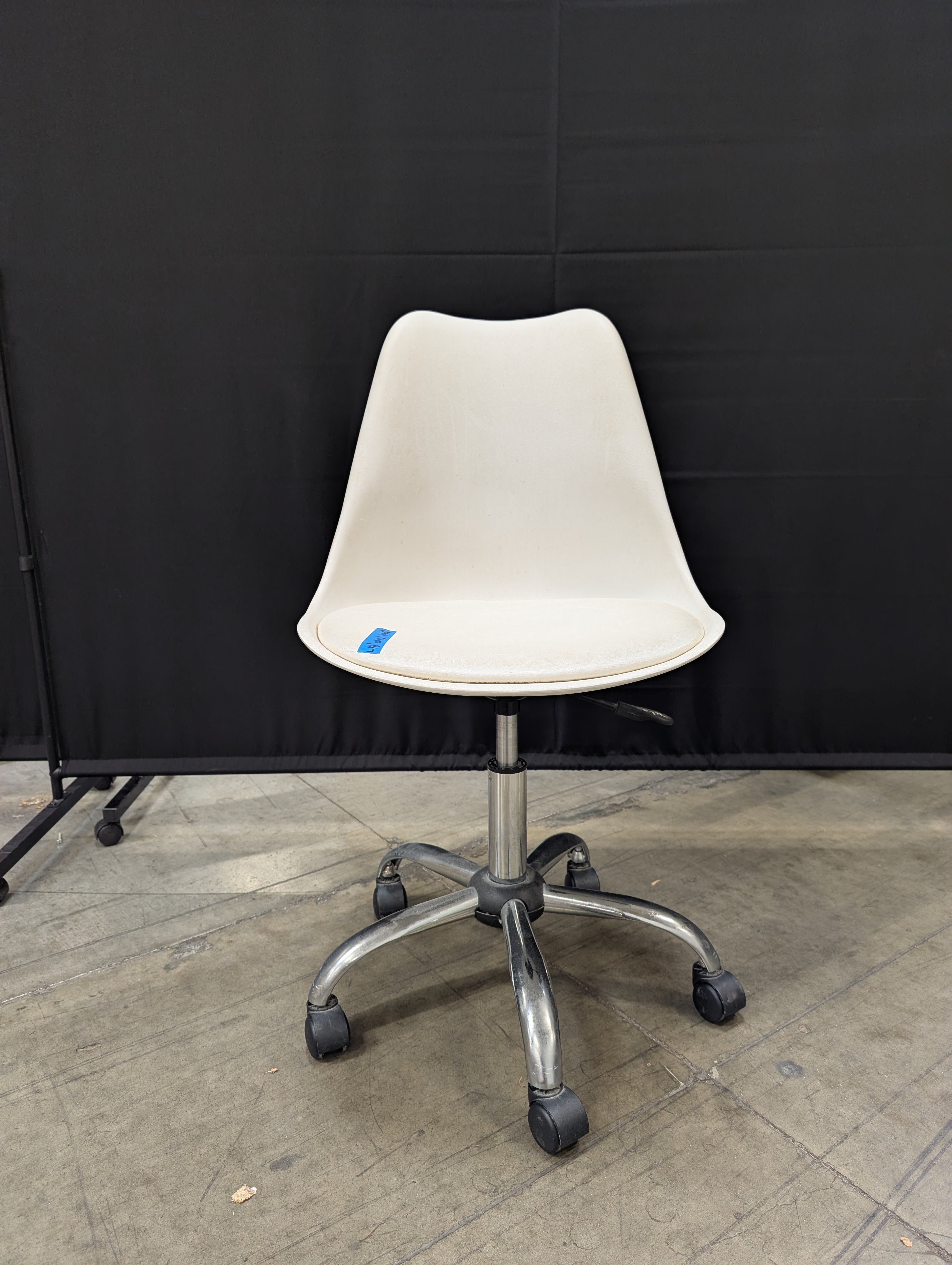 Modern White Swivel Desk Chair with Chrome Base