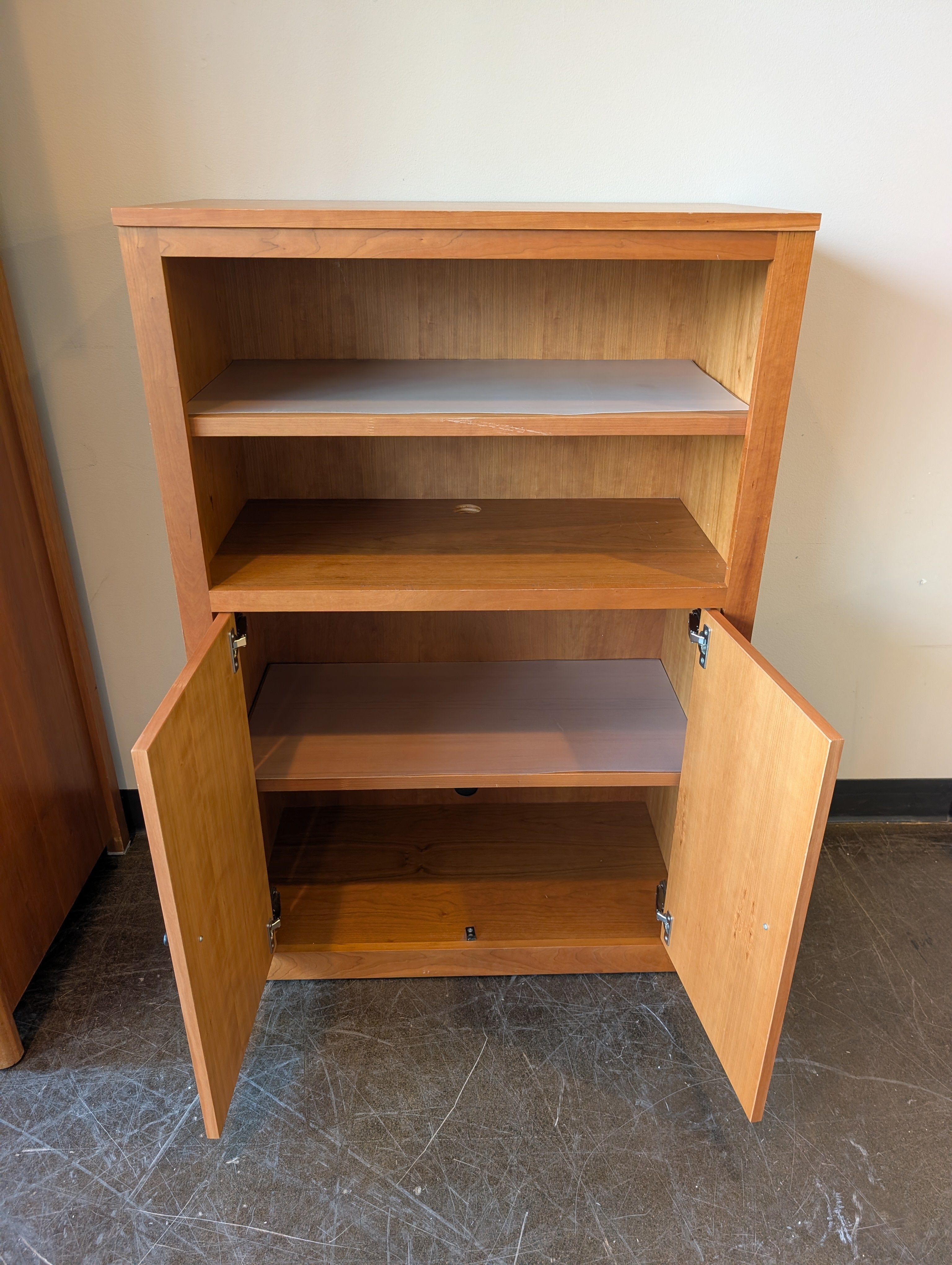 Medium Tone Wood Office Storage Cabinet with Shelves