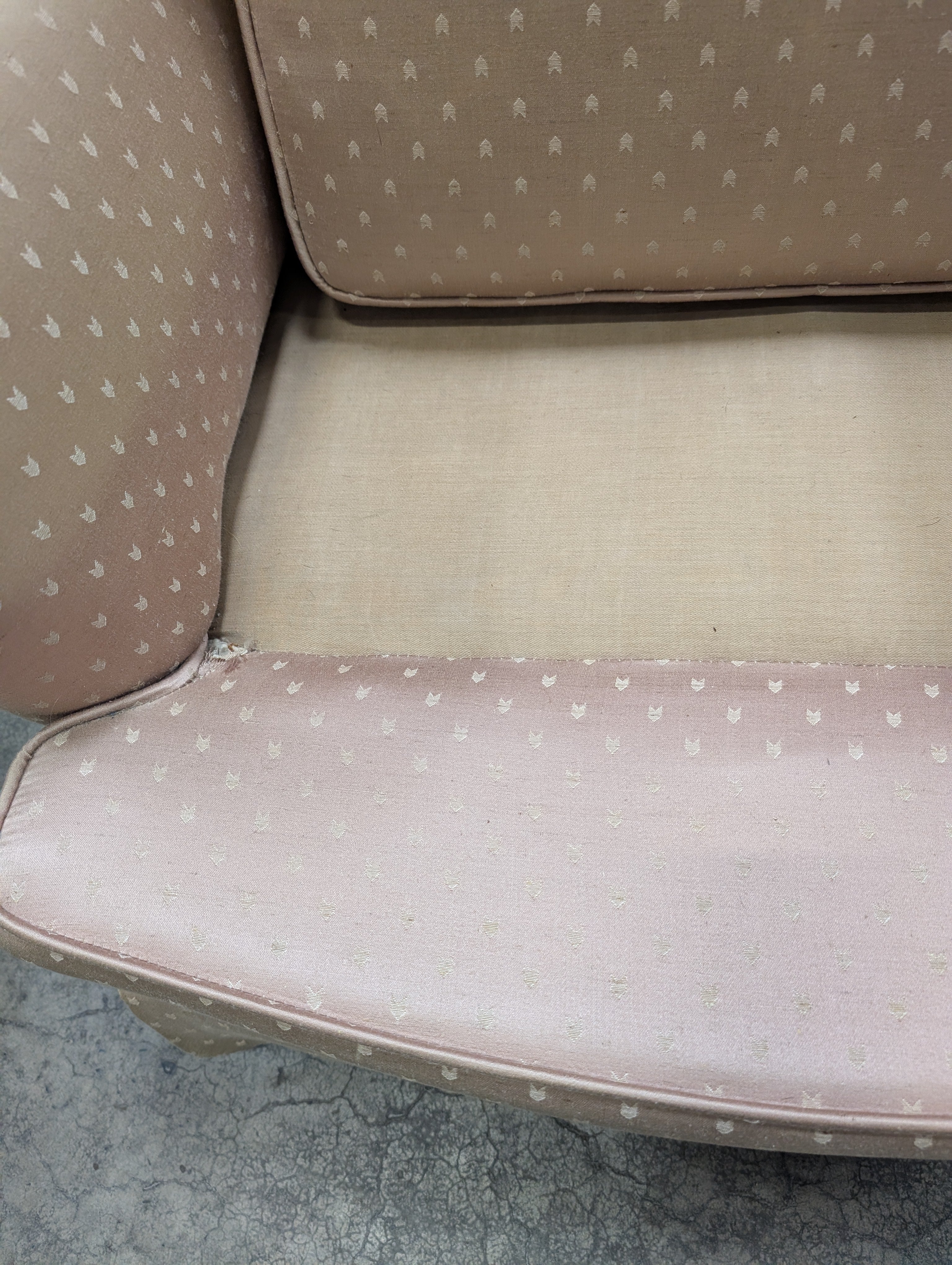 Classic Beige Upholstered Armchair with Dotted Fabric
