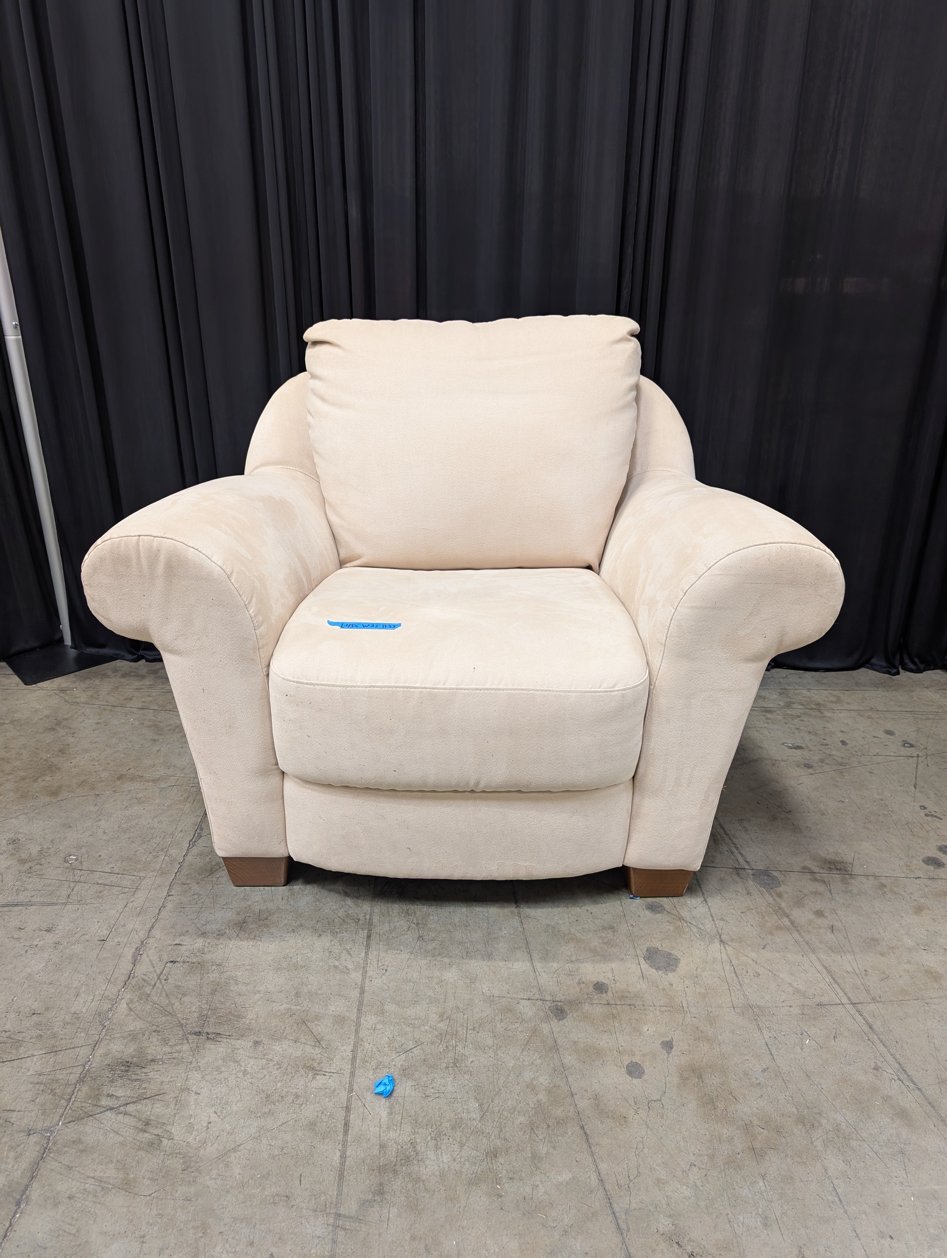 Plush Cream Fabric Armchair with Rolled Arms