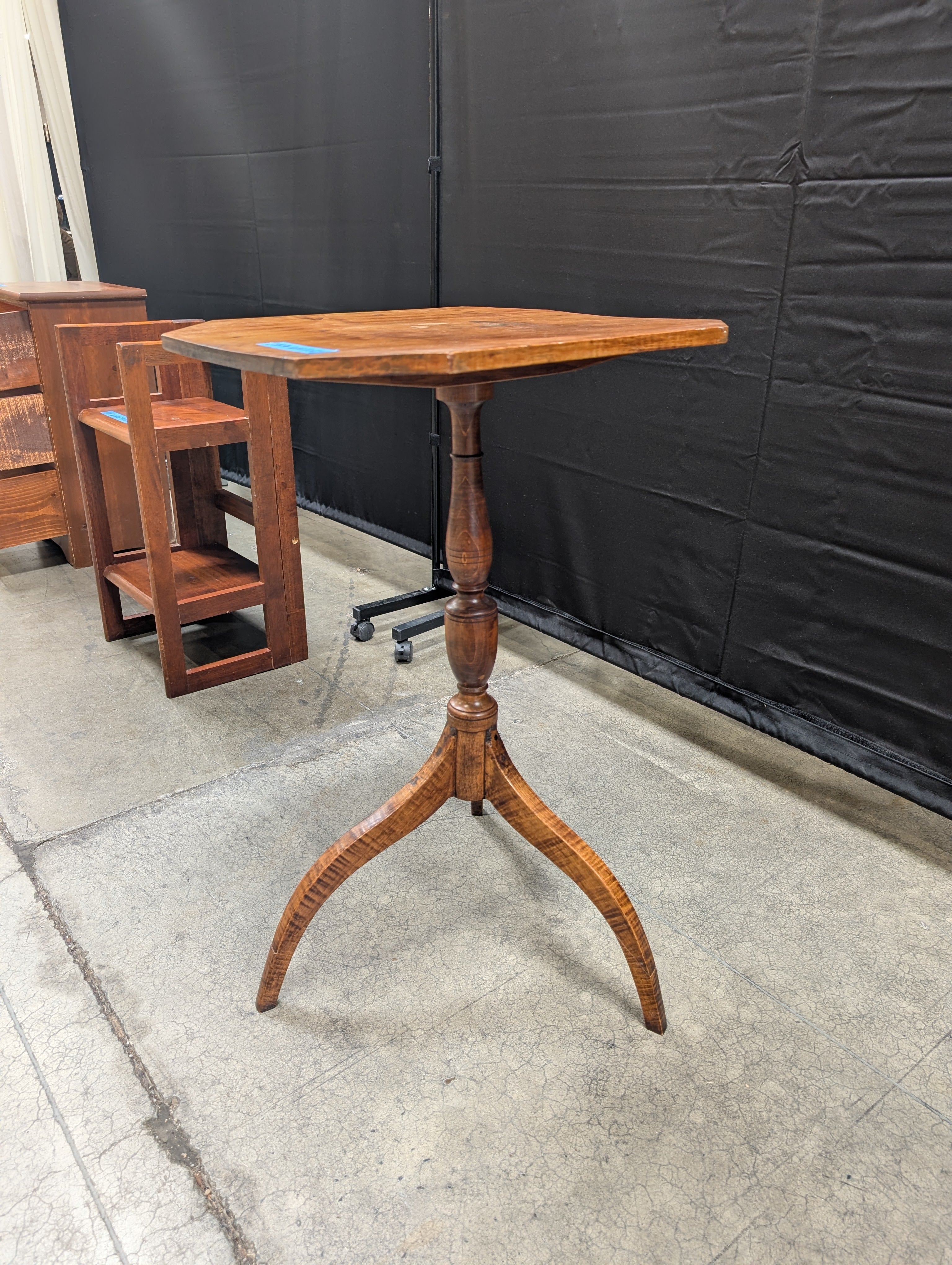 Octagonal Wood End Table with Tripod Base
