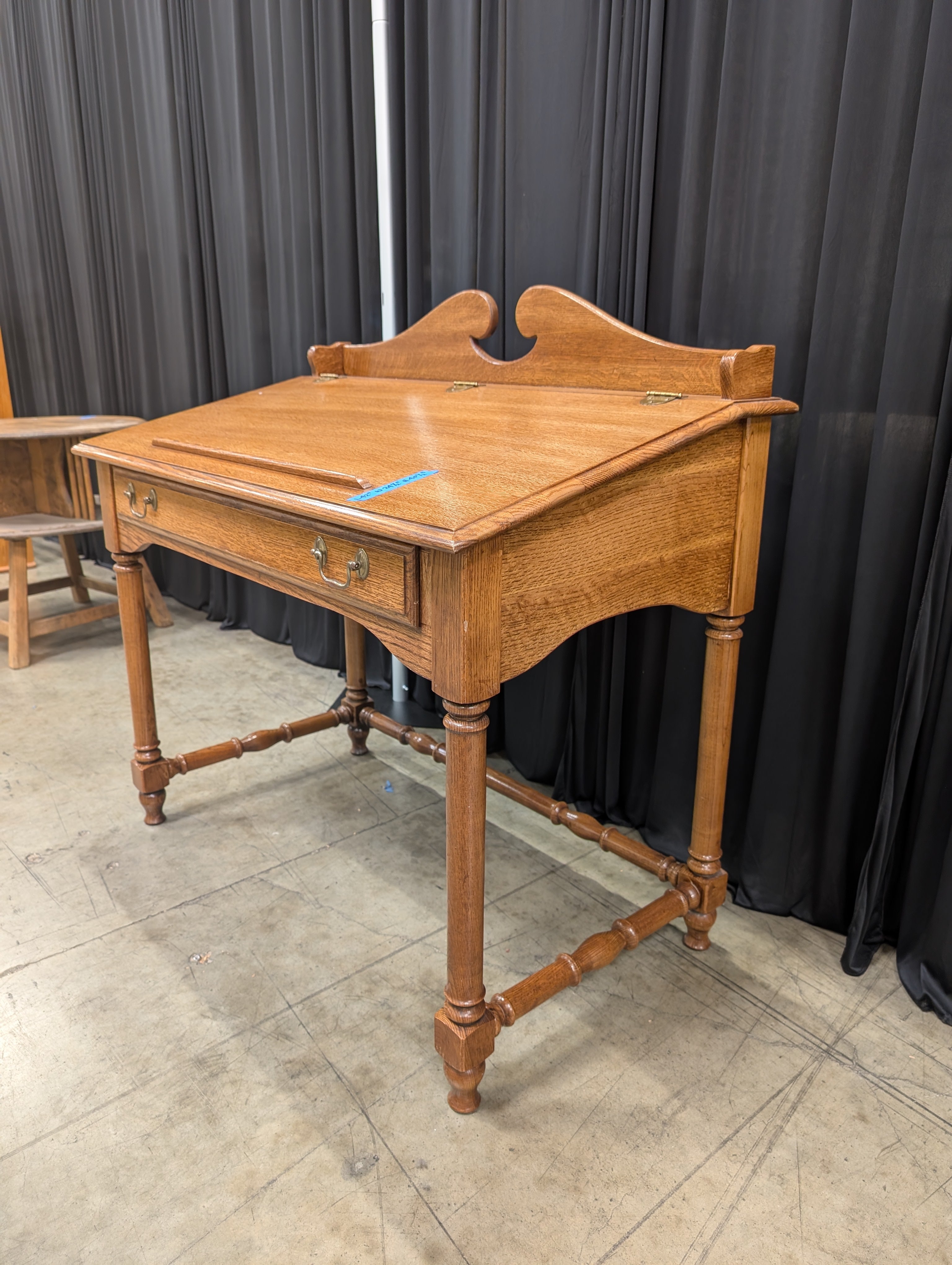 Traditional Wood Drop-Front Desk with Turned Legs