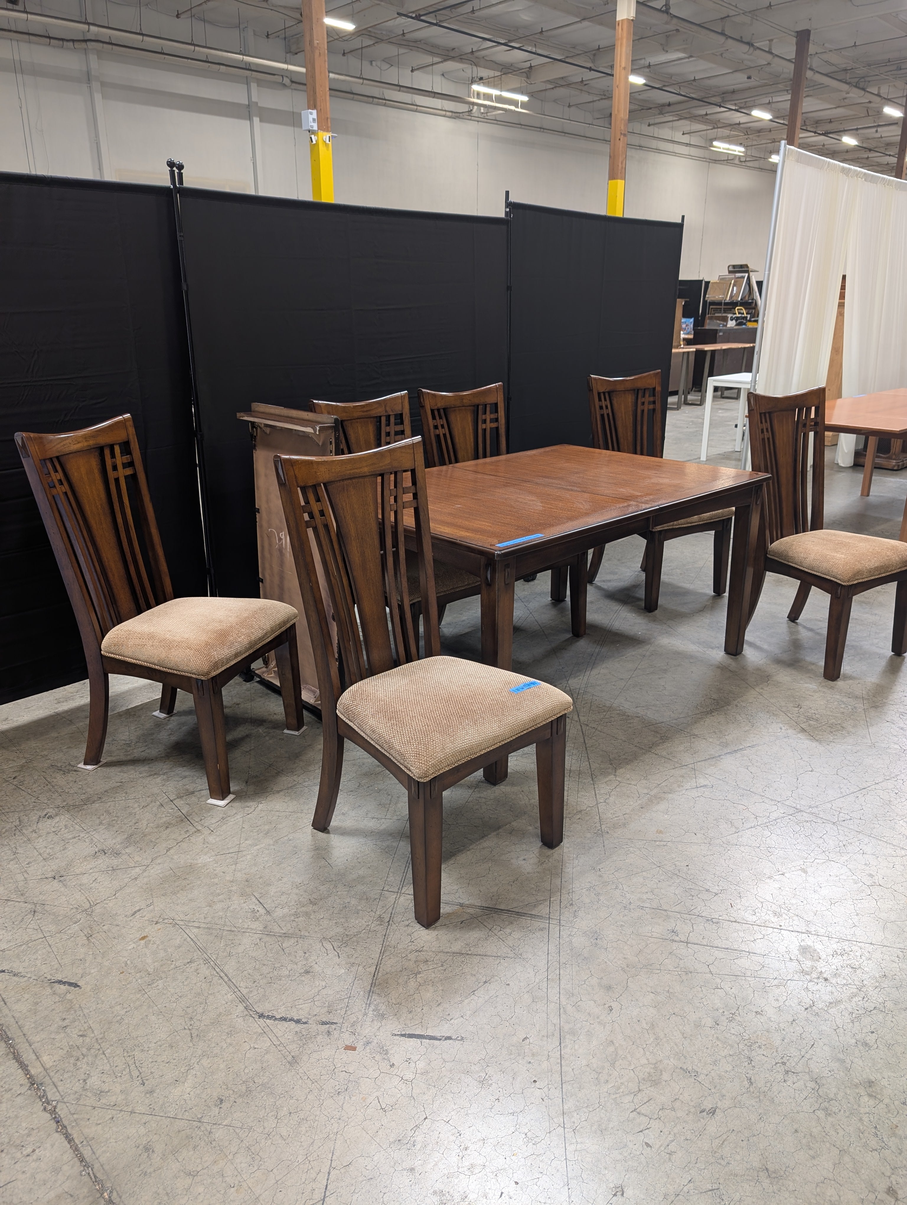 Rectangular Wood Dining Table and Six Chairs in Dark Stain Dining Set