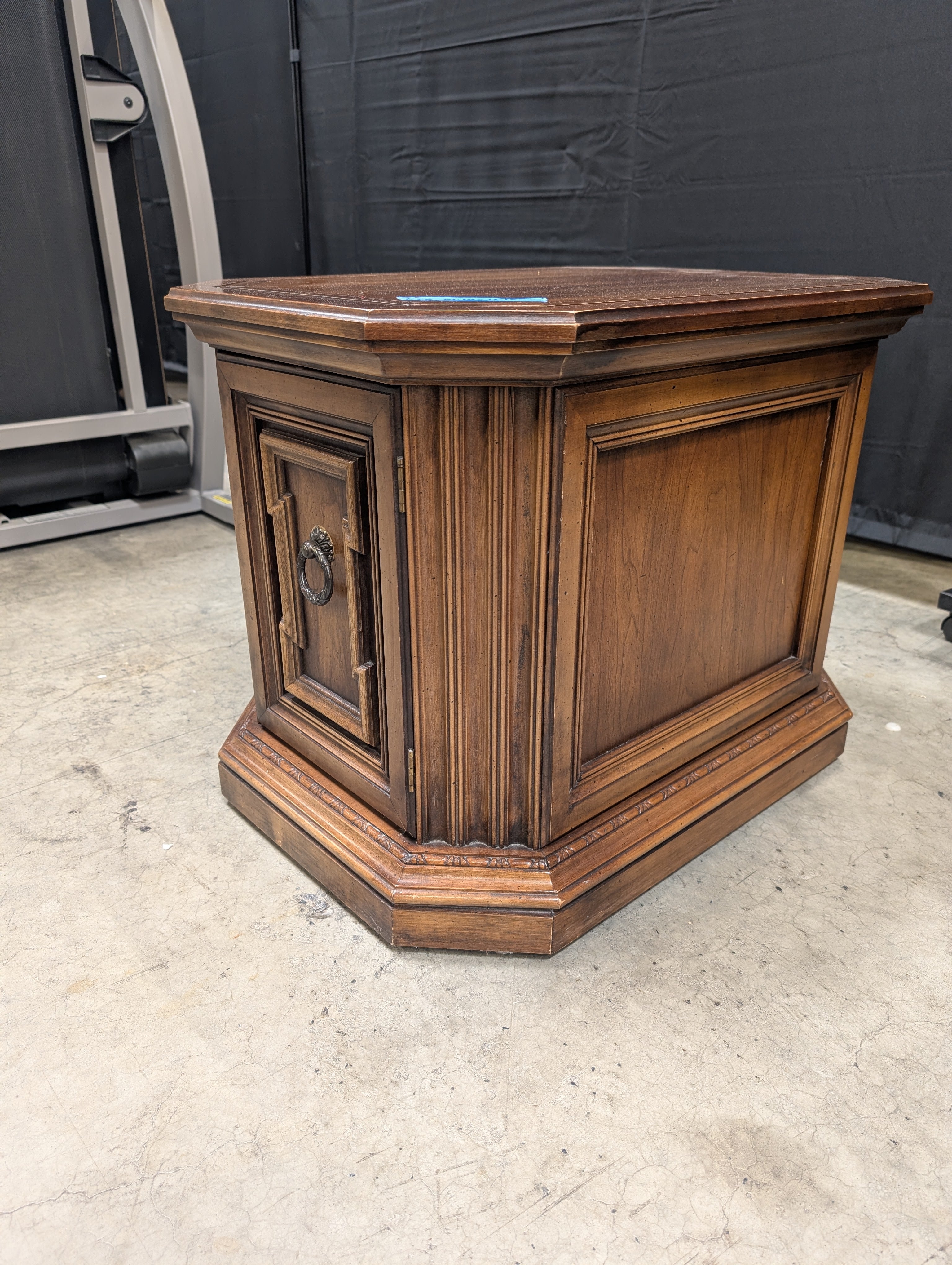 Octagonal Wood End Table in Walnut Stain