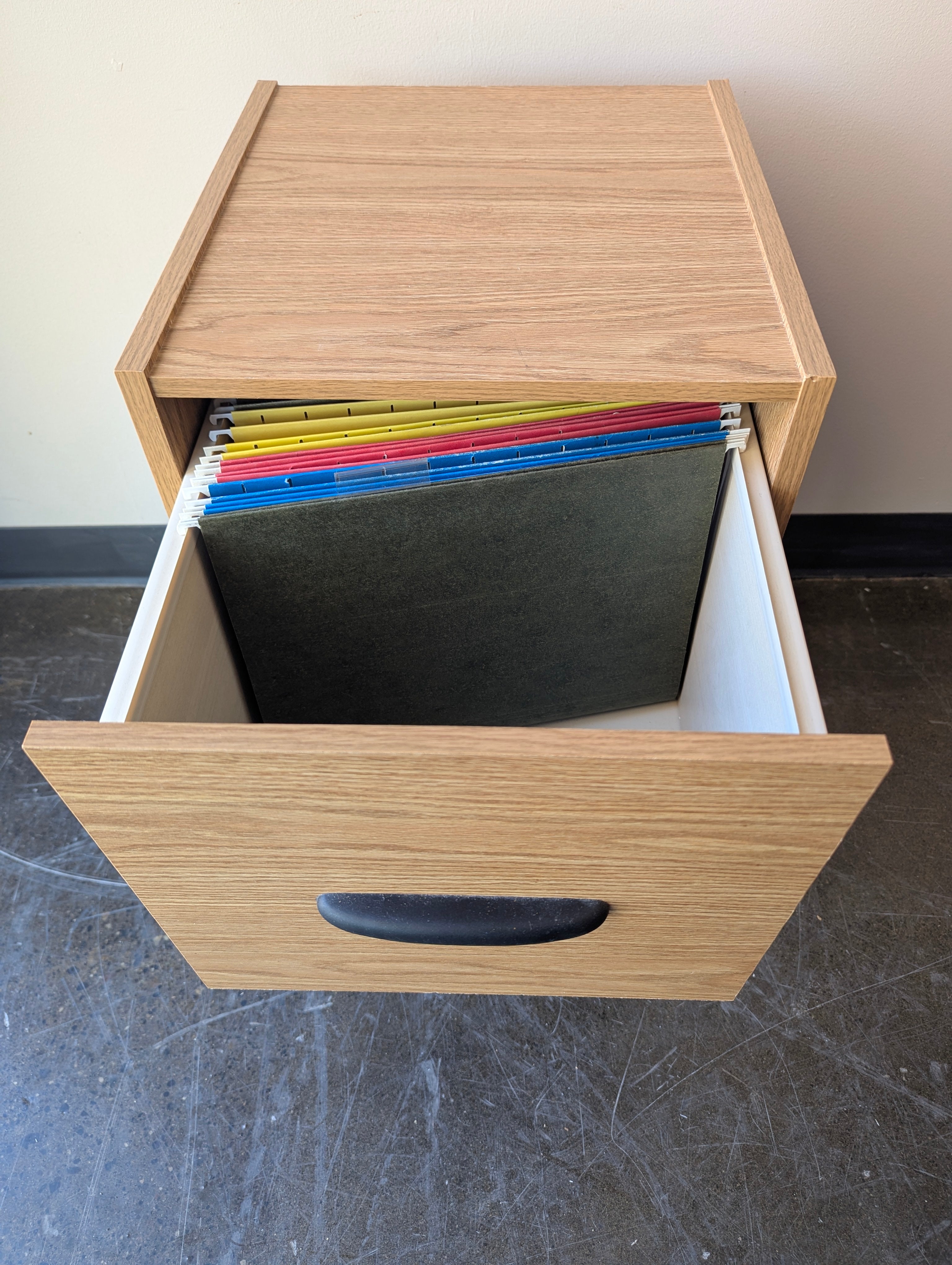 Mobile Two-Drawer Storage Cabinet with Wood-Look Finish