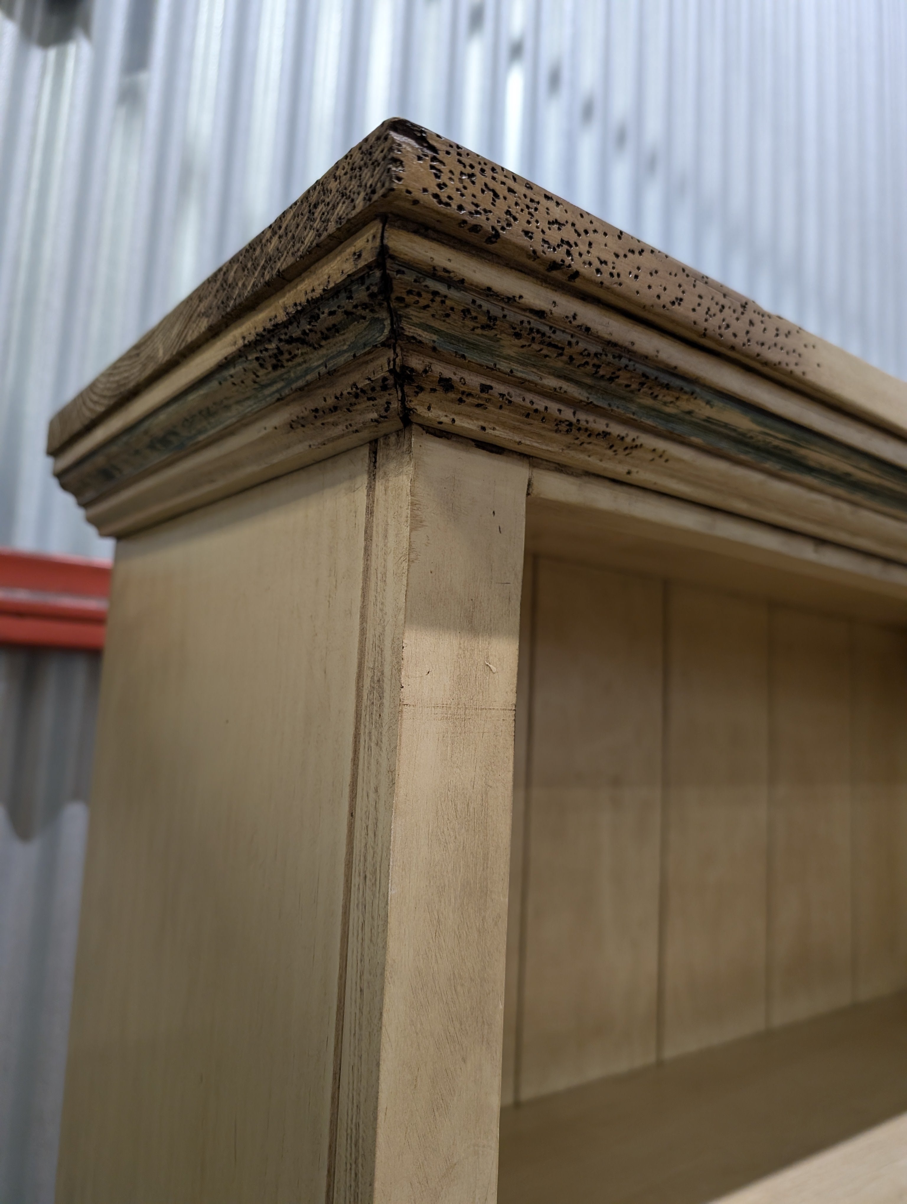 Distressed Finish Wooden Bookcase with Five Shelves