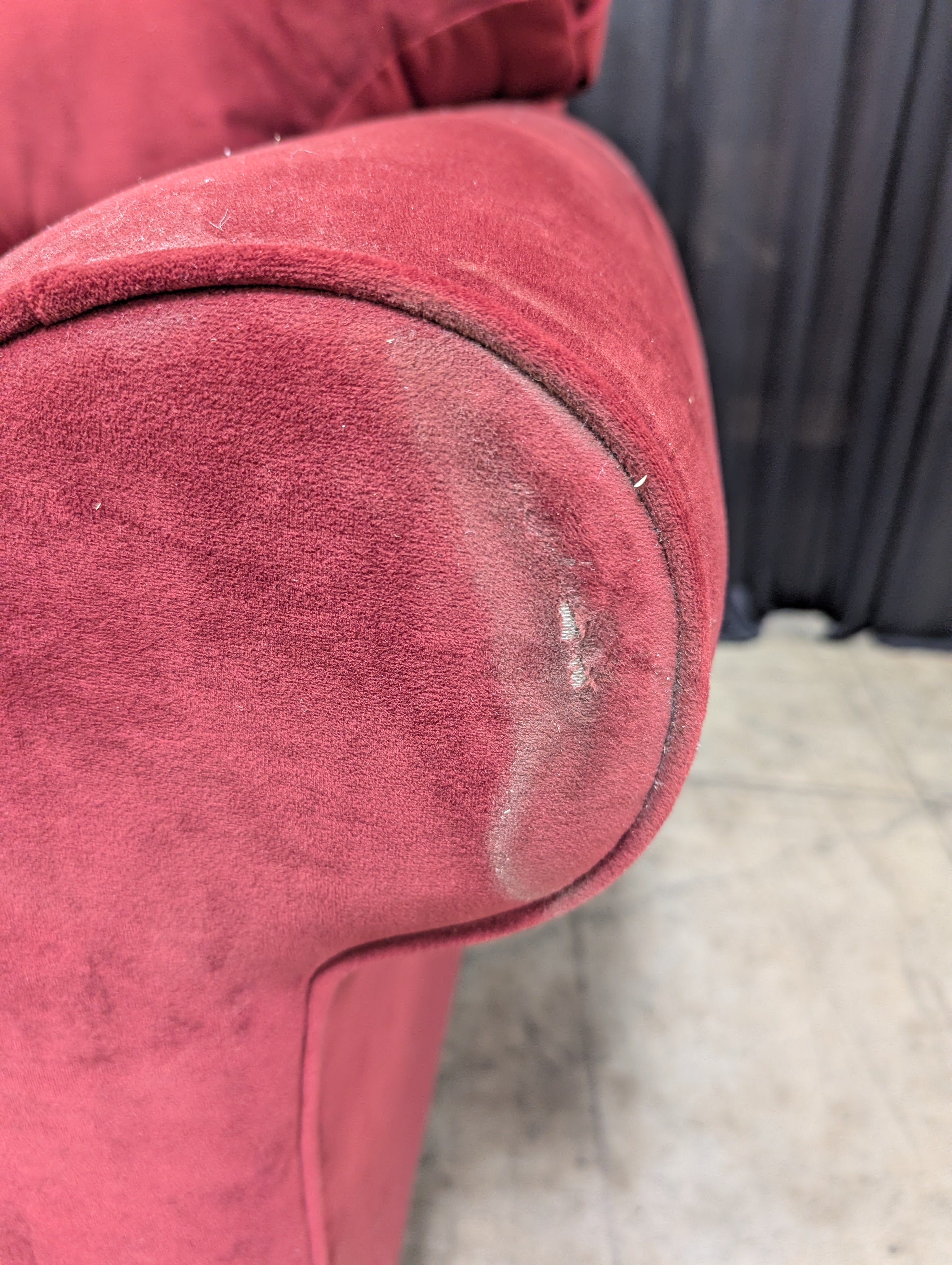 Deep Red L-Shaped Sectional Couch in Velvet
