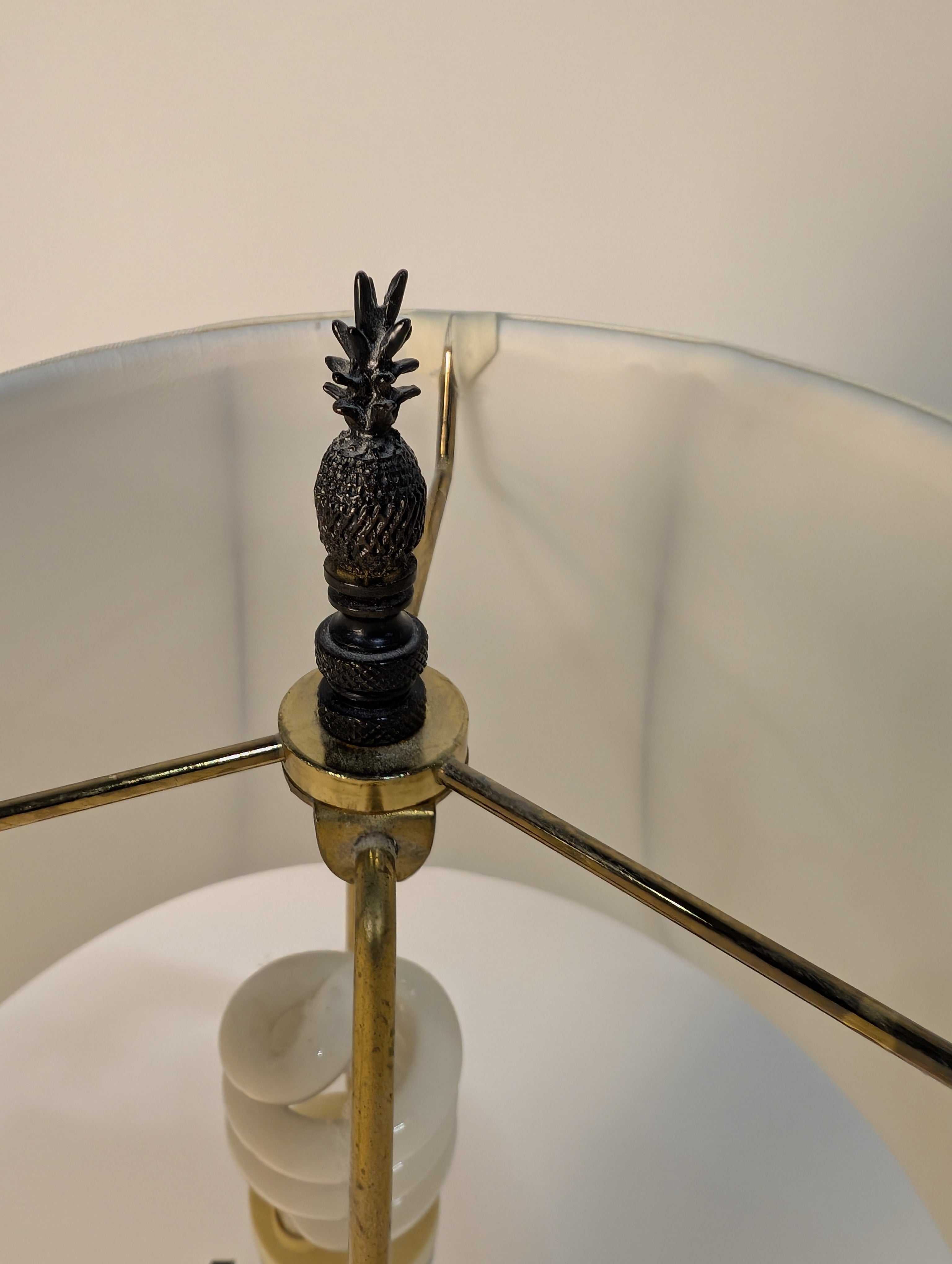 Traditional Pineapple Base Table Lampswith Cream Bell Shade