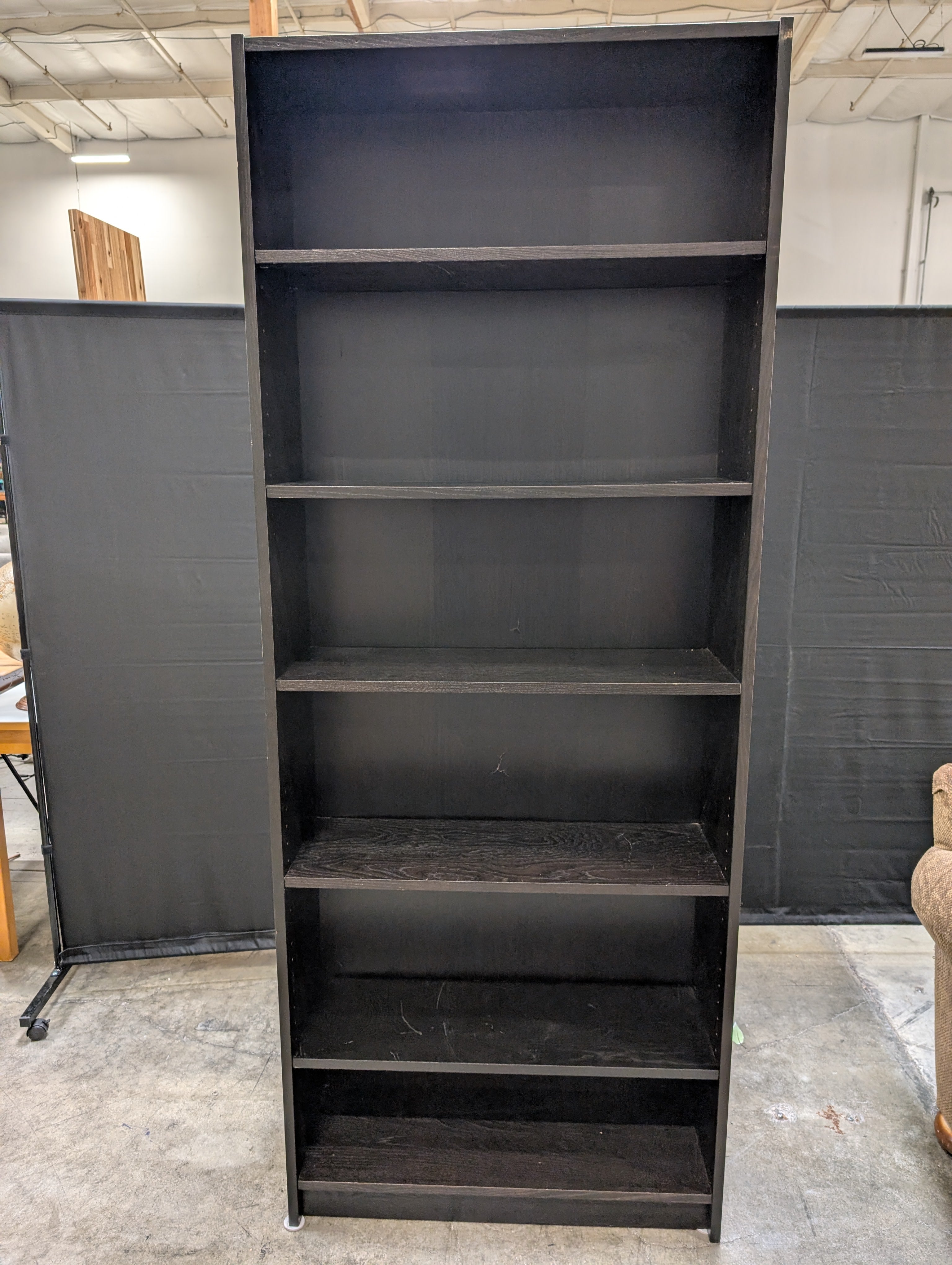 Versatile Dark Wood Grain Bookcase with Adjustable Shelves