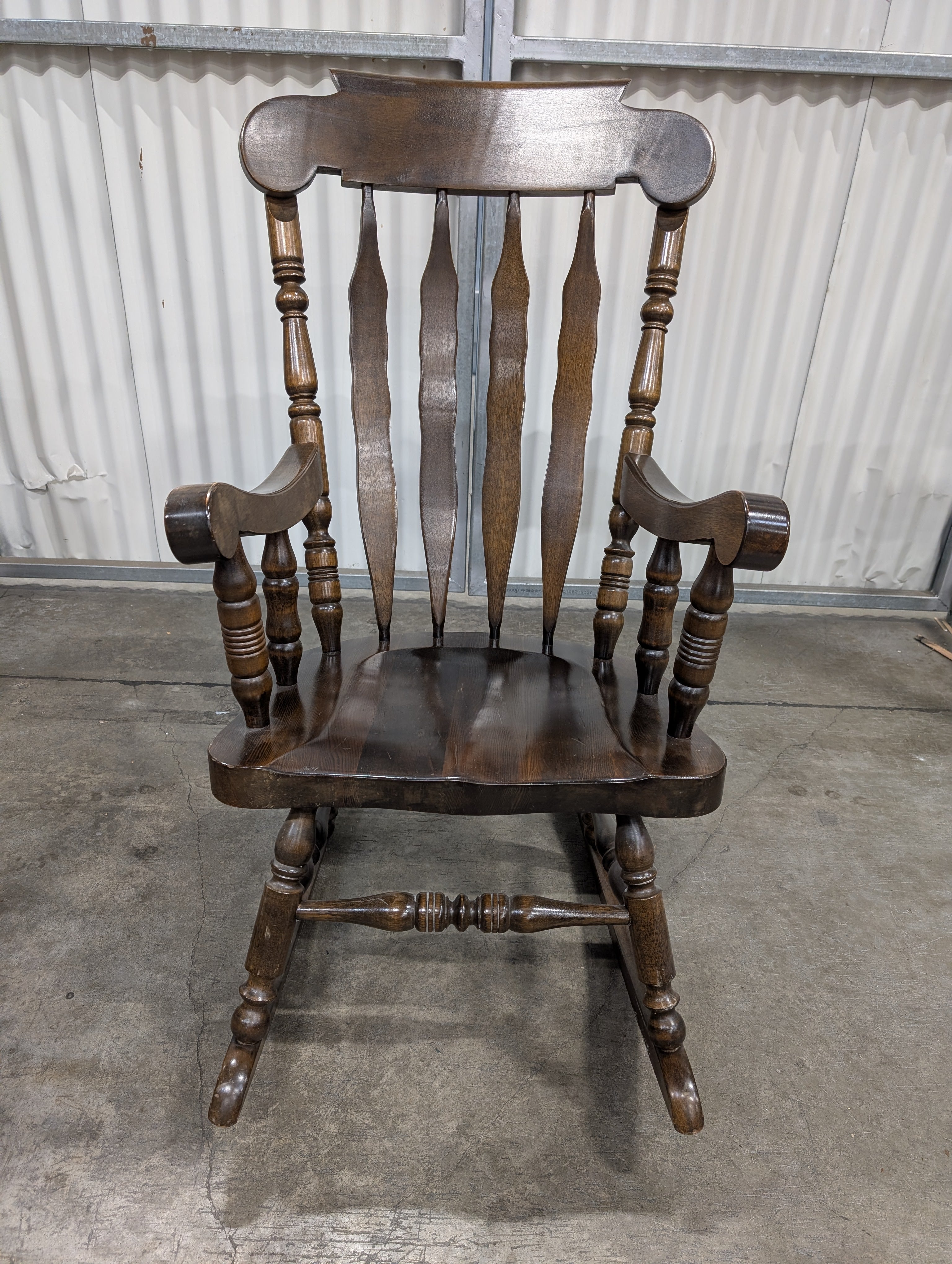 Traditional Dark Wood Spindle Back Rocking Chair