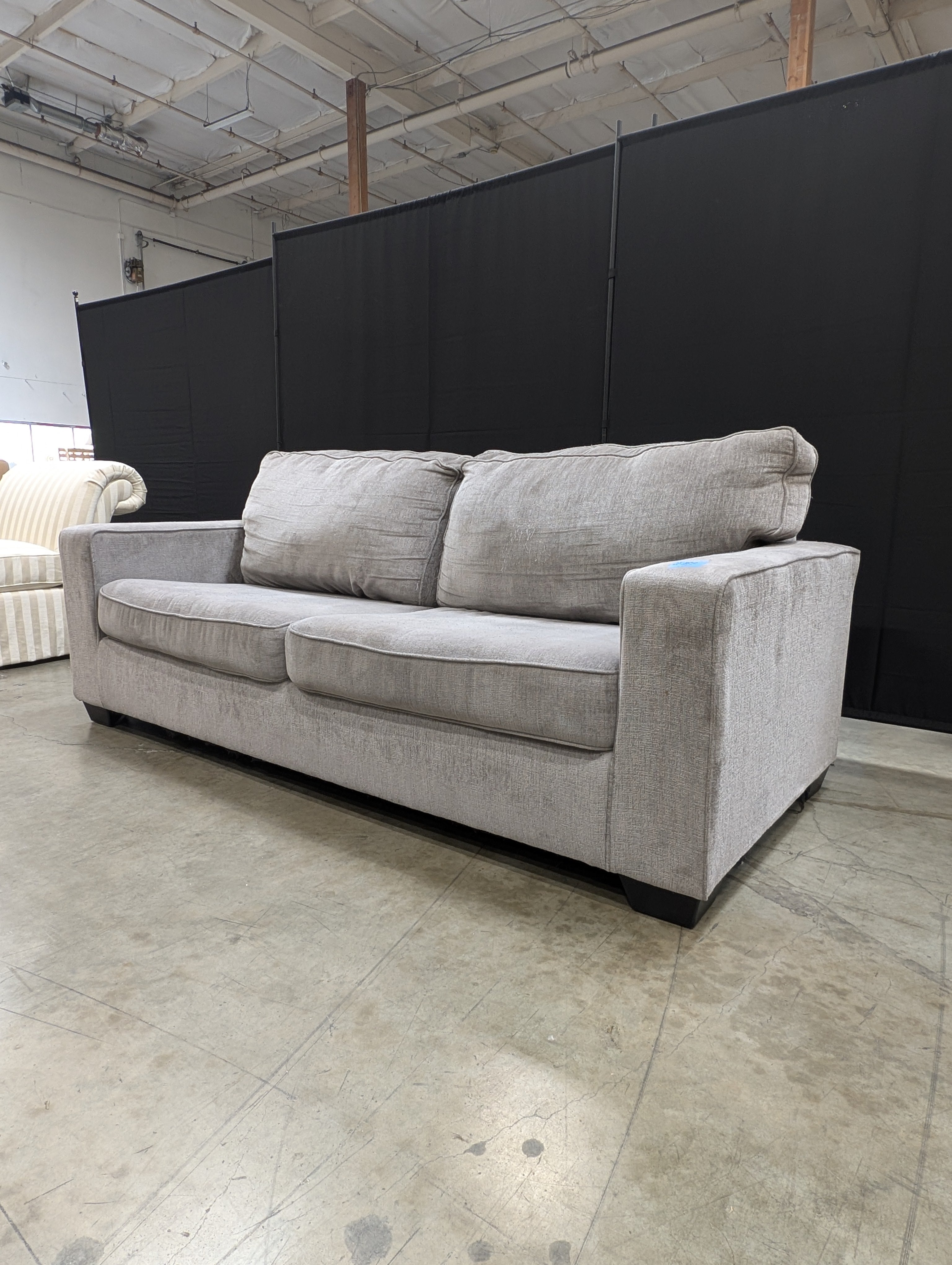 Contemporary Light Grey Fabric Two-Seater Sofa