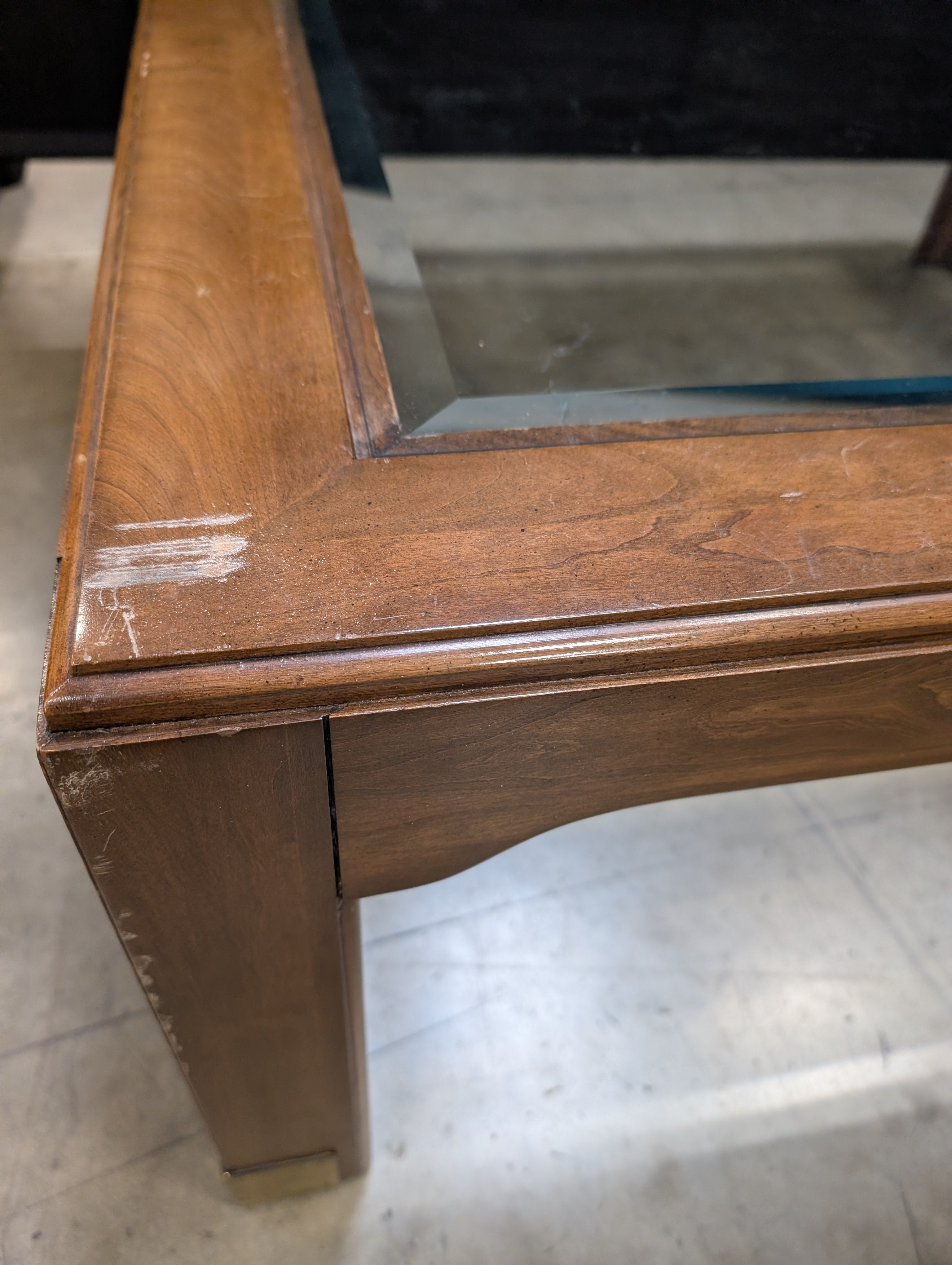 Traditional Hardwood and Glass Square Coffee Table