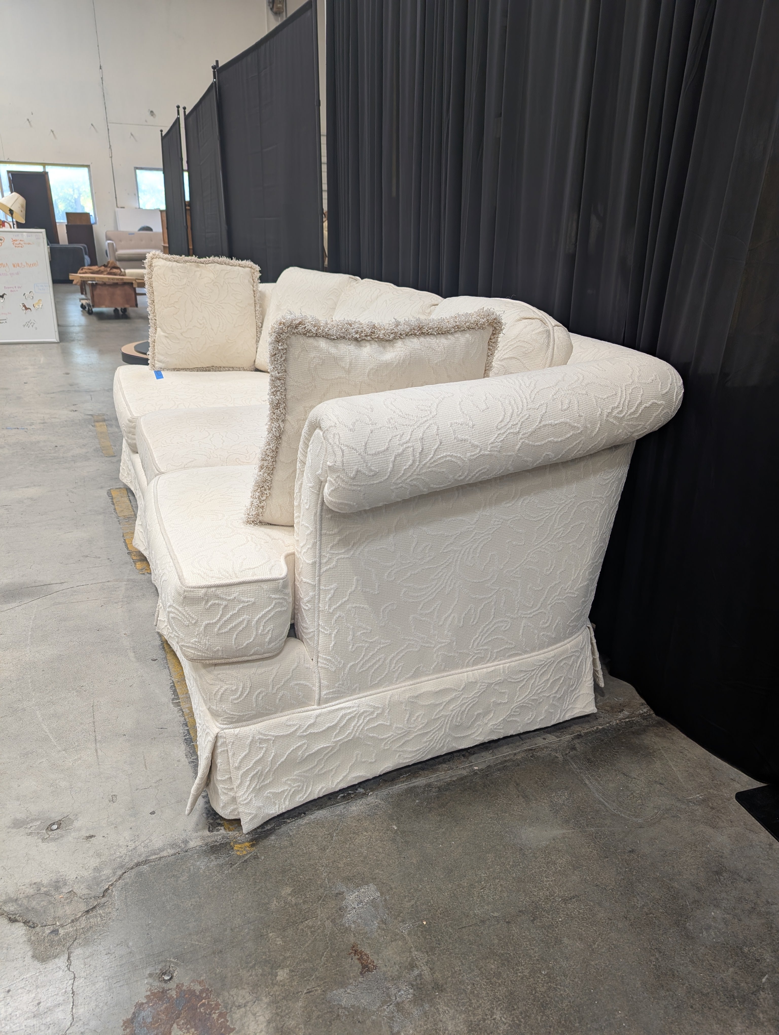 Off-White Traditional Three-Cushion Couch