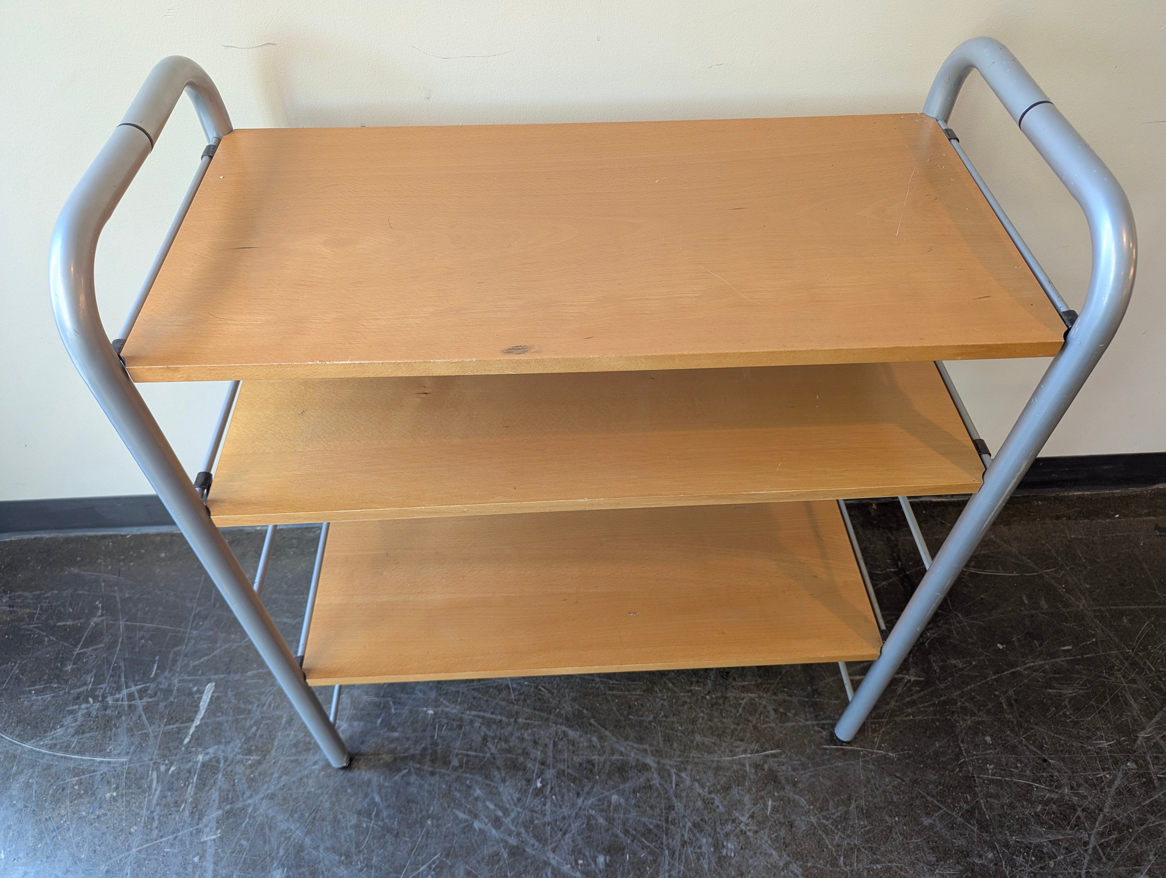 Three-Tier Wood and Metal Shelving Unit