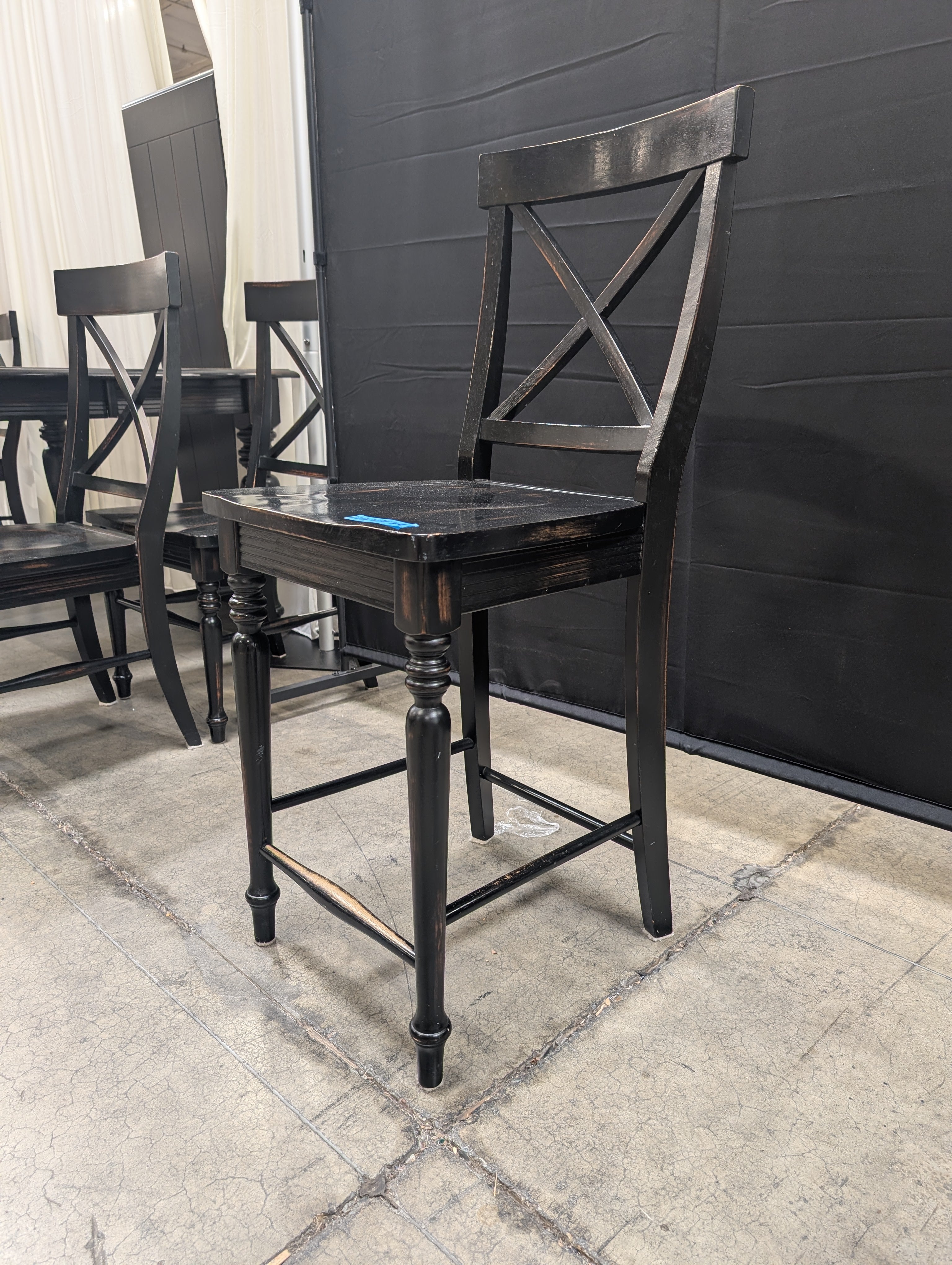 Farmhouse Crossback Wooden Barstool in Black Wood