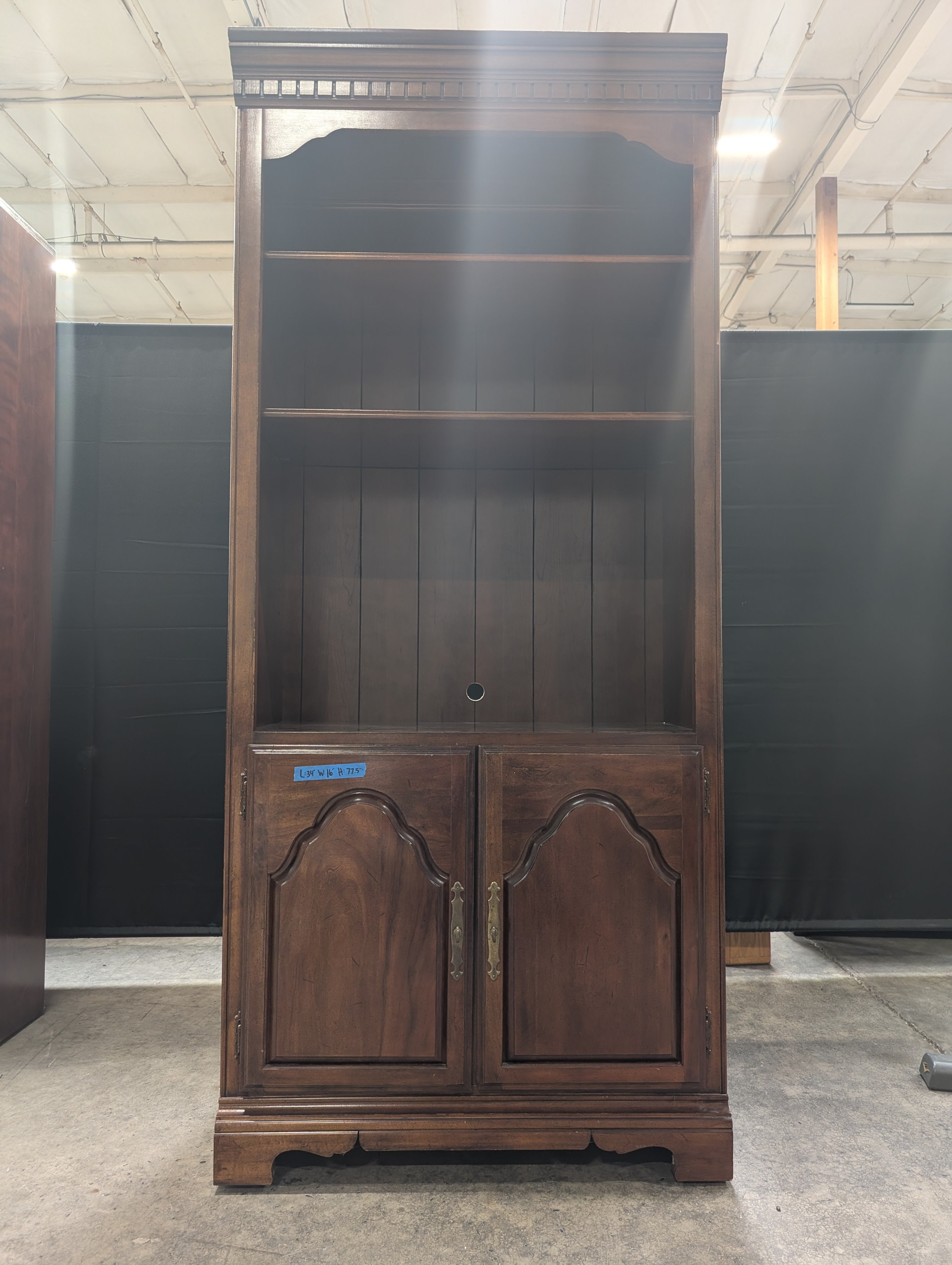 Traditional Cherry Wood Bookcase with Lower Cabinet