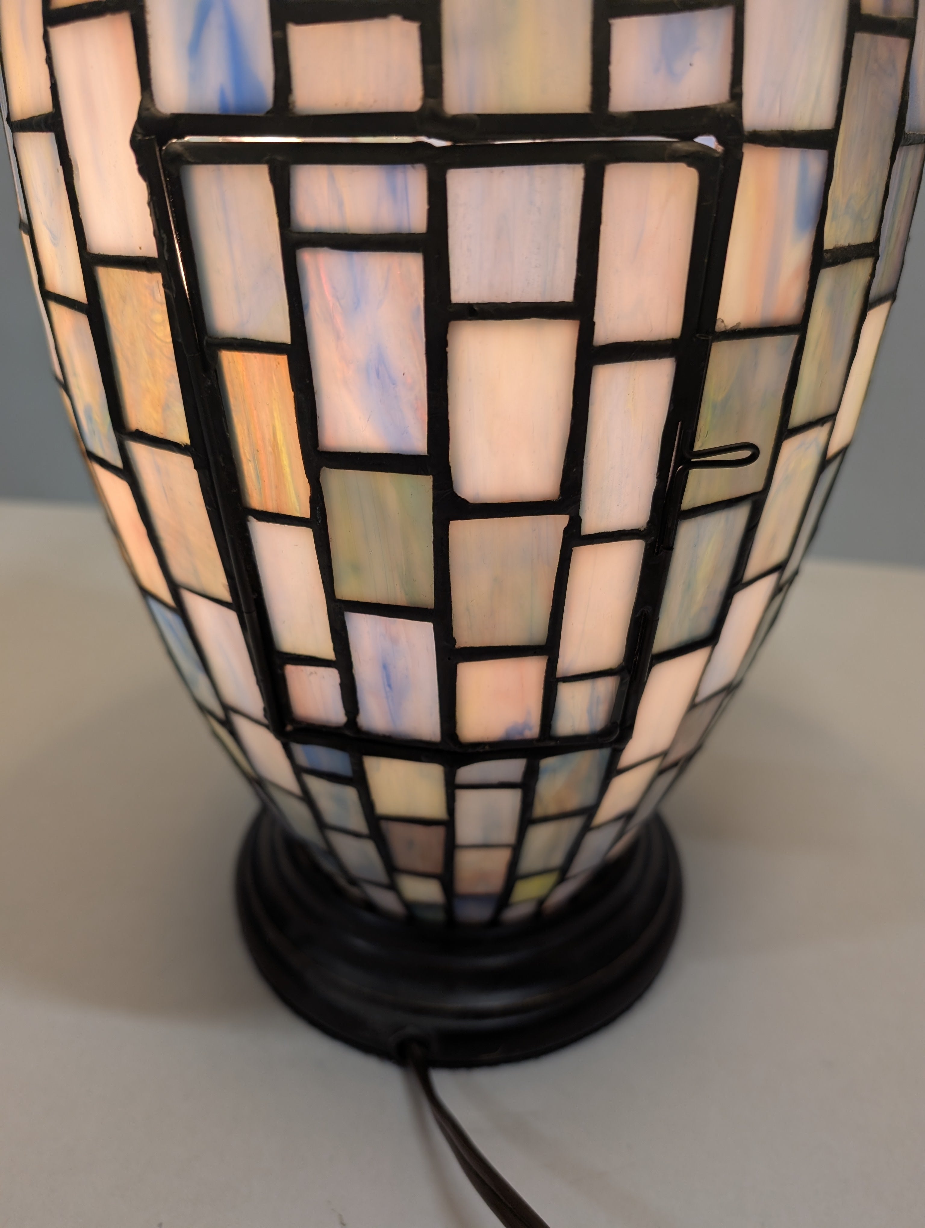 Artisan Mosaic Glass Table Lamp with Fabric Bell Shade