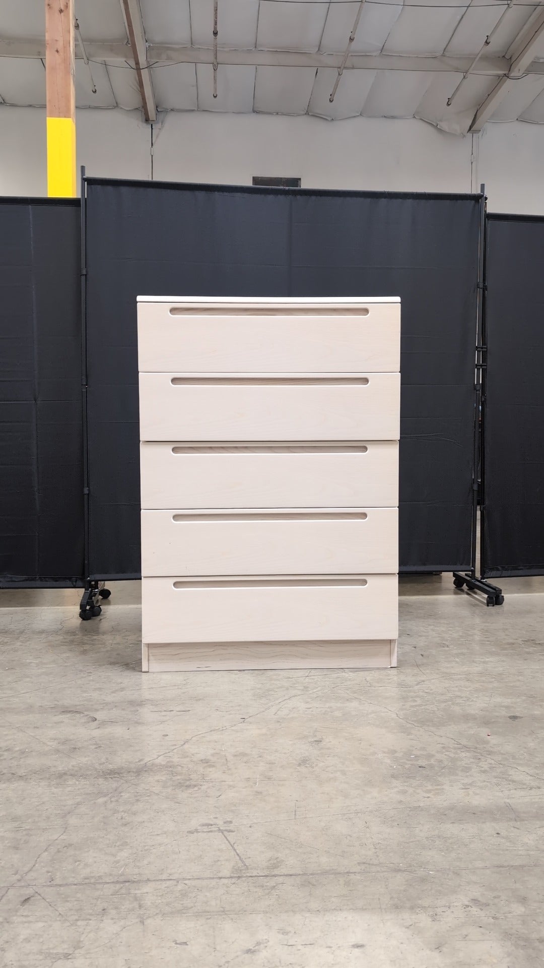 Modern Blonde Wood Five-Drawer Dresser