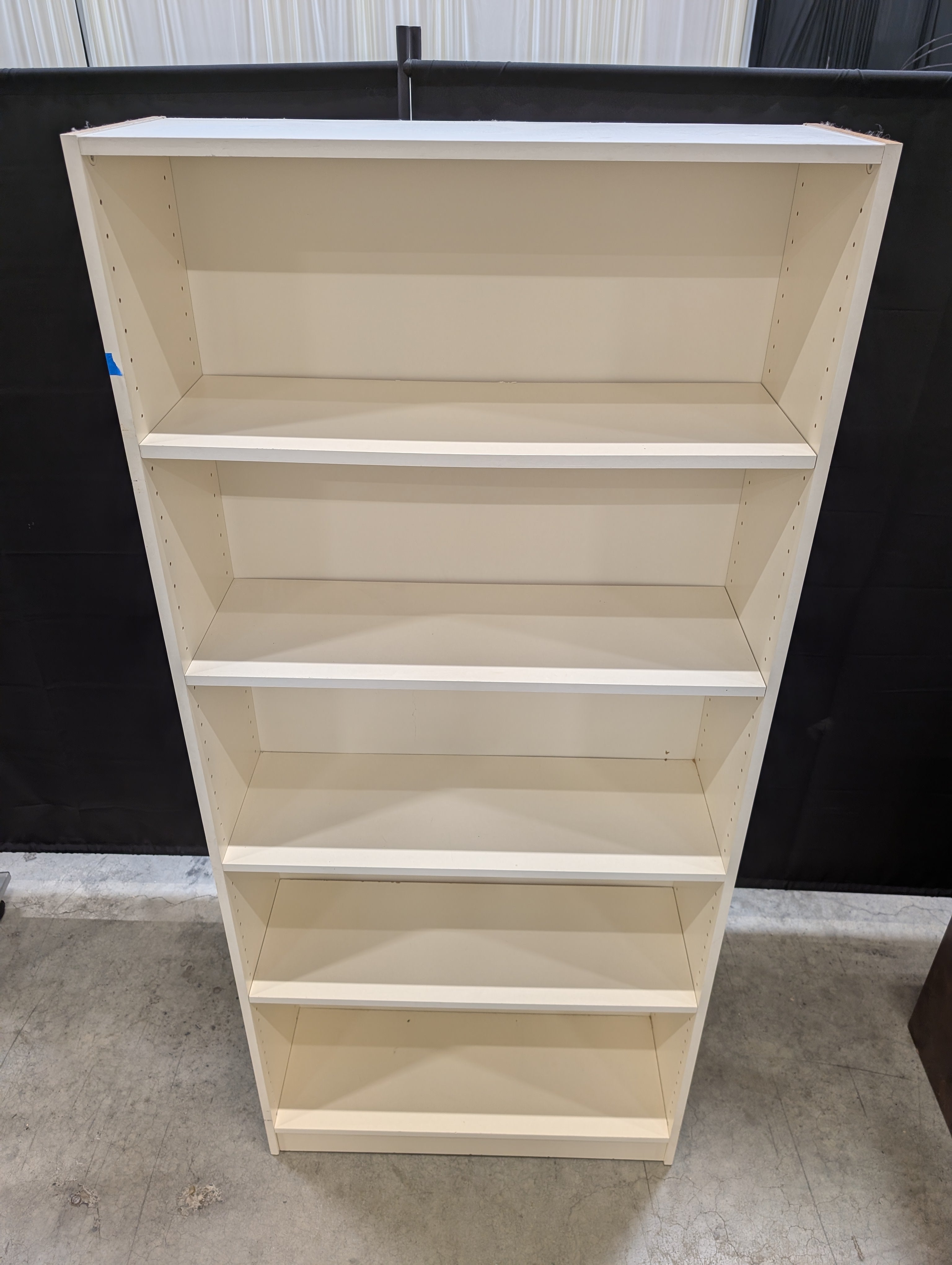 White Five-Shelf Bookcase with Adjustable Shelves