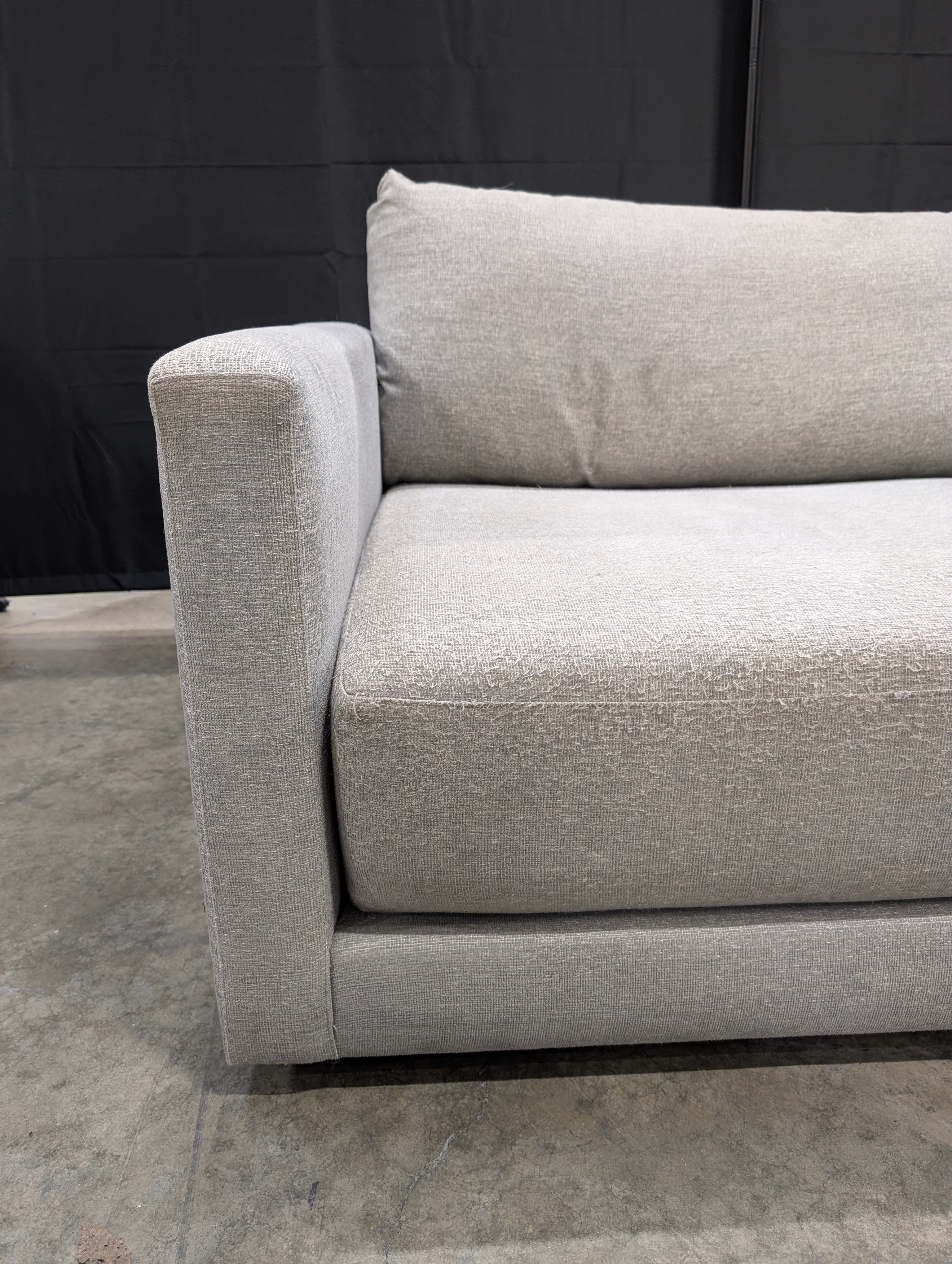 Crate&Barrel Grey Two-Seater Sofa with Wide Arms