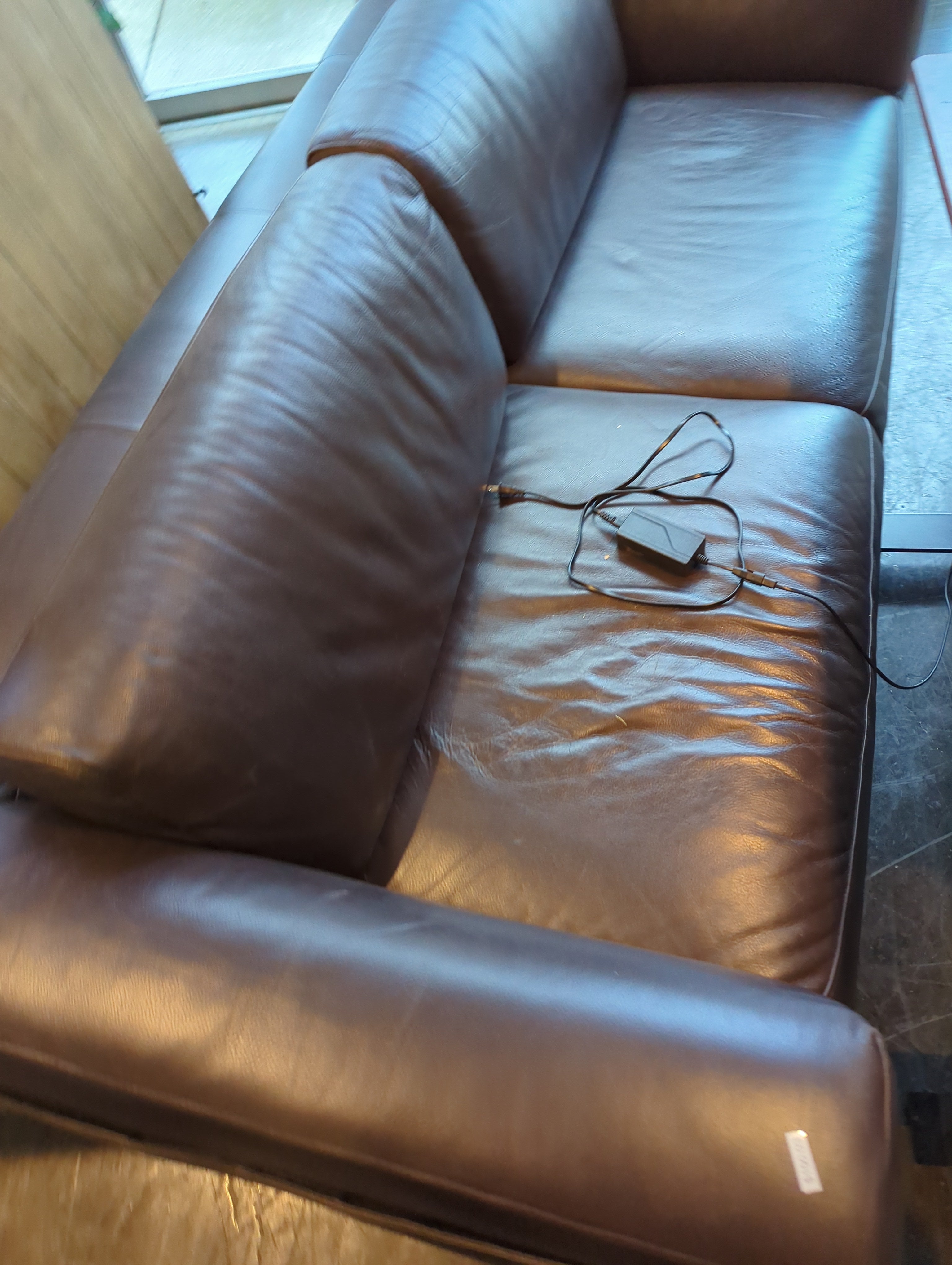 Dark Brown Leather Bucket Couch Sofa