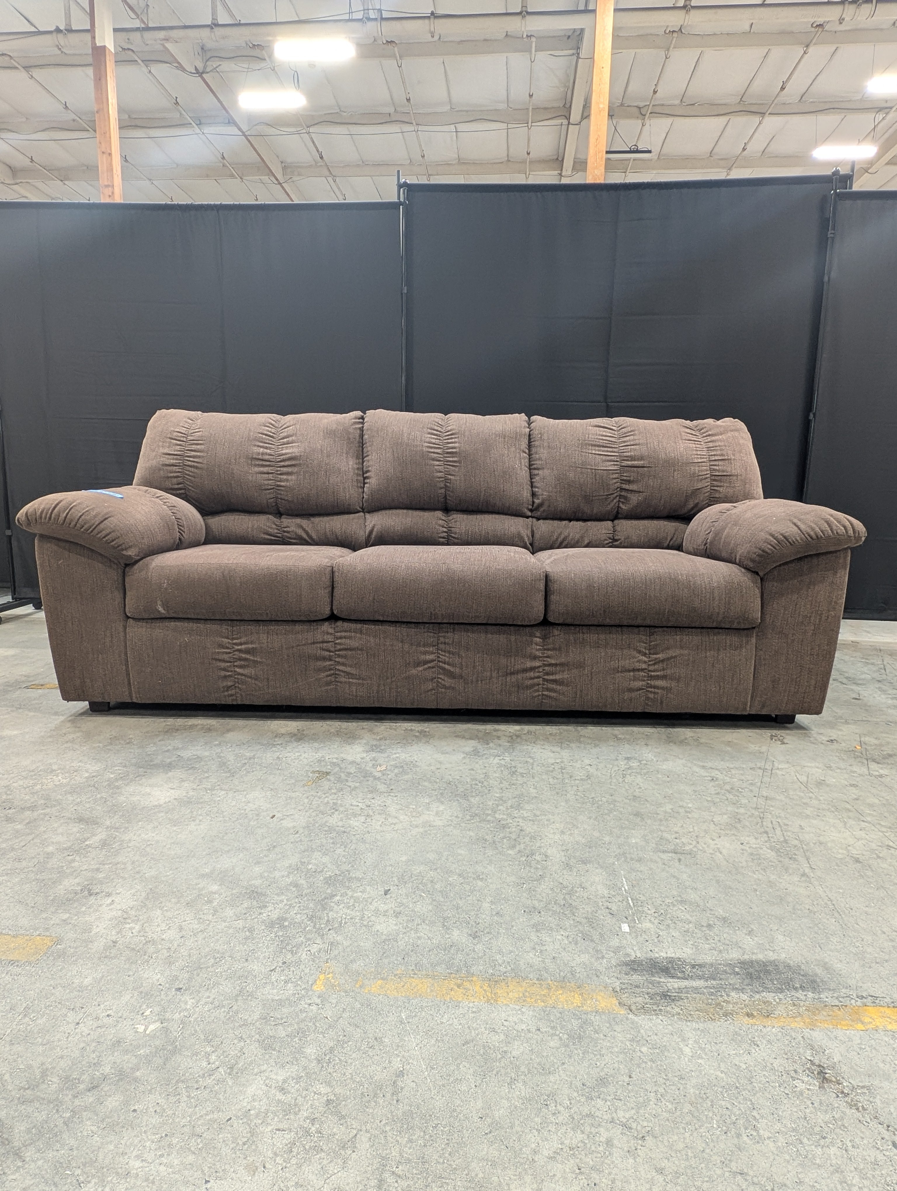 Brown Fabric Ashley Furniture Three-Seat Sofa