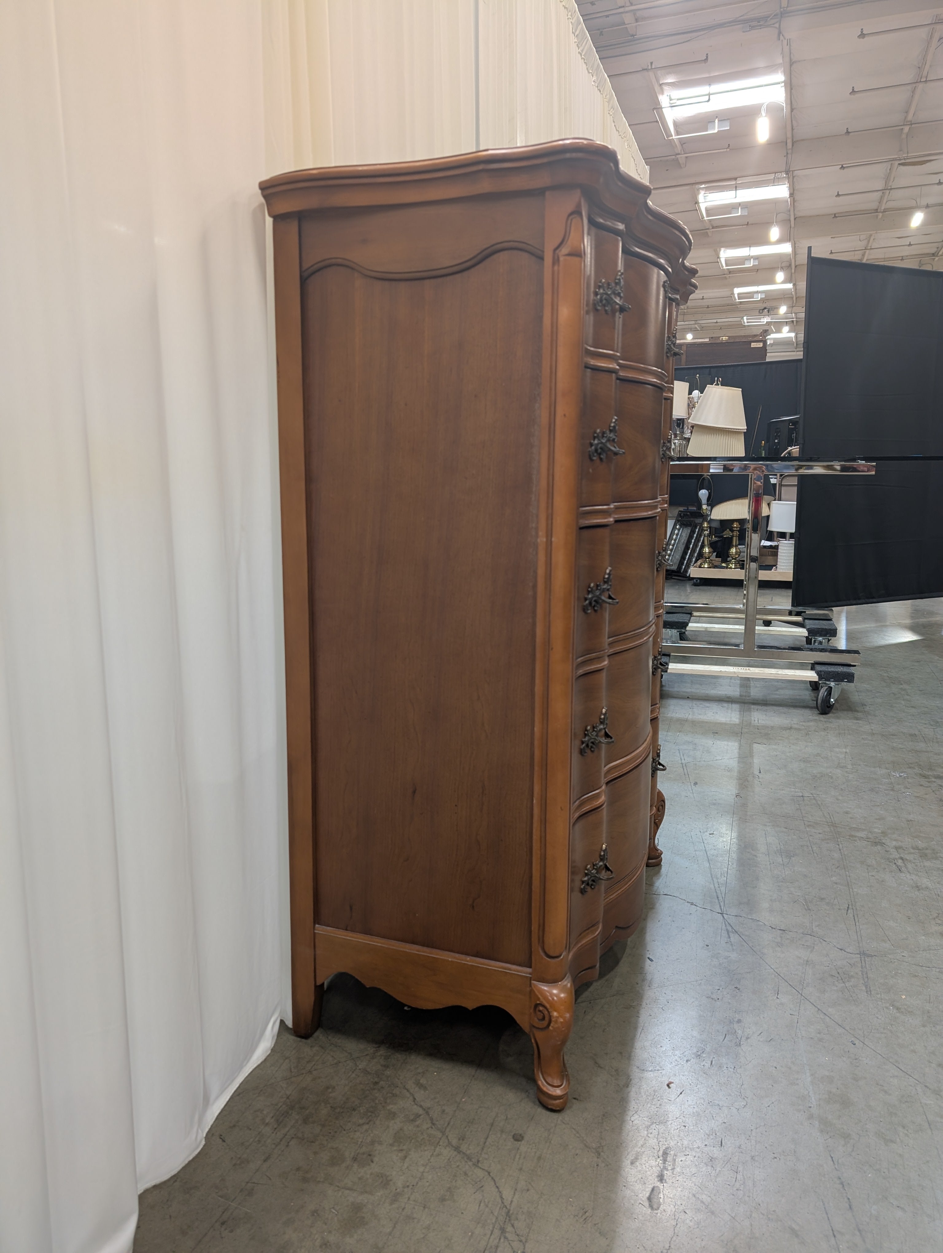 French Provincial Five-Drawer Dresser with Ornate Hardware