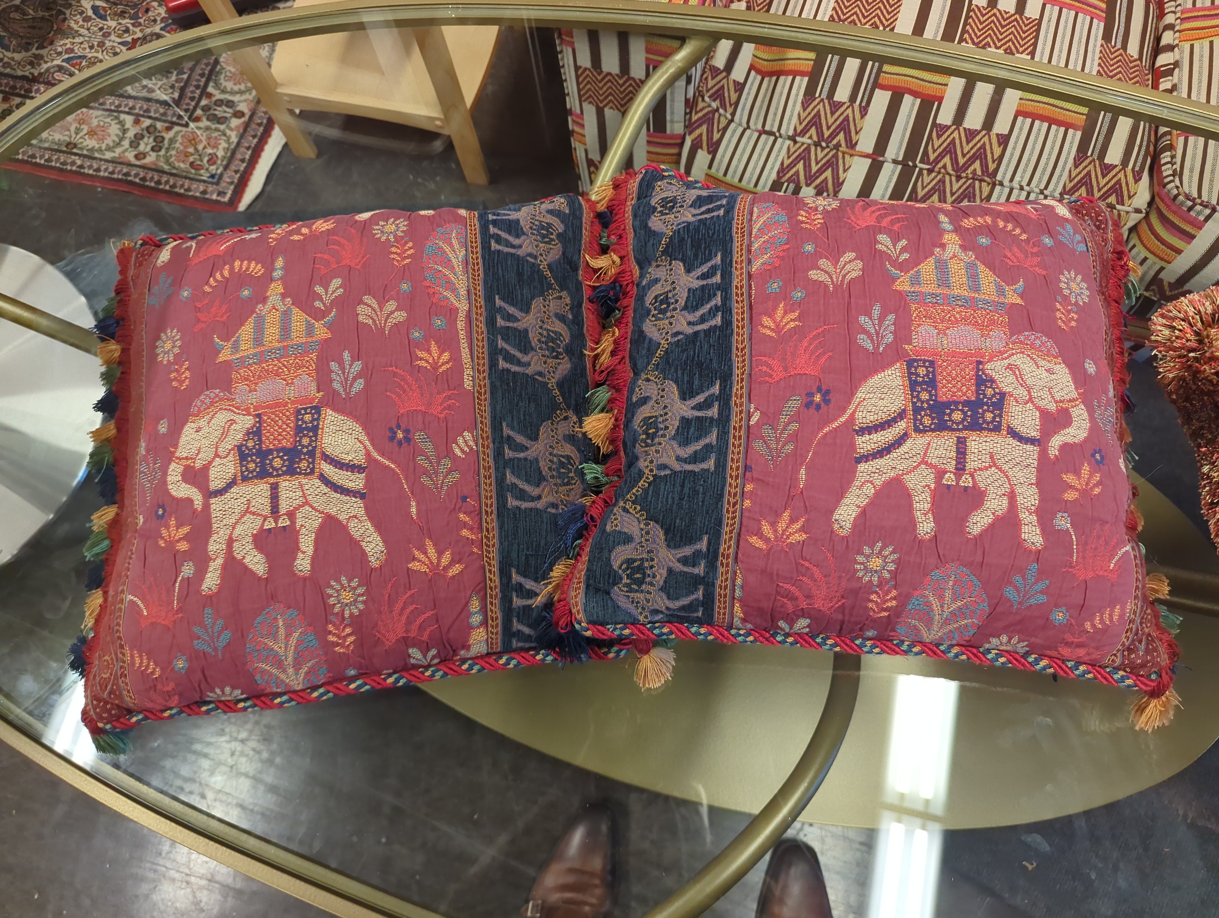 Embroidered Elephant Throw Pillow – Boho Global Style