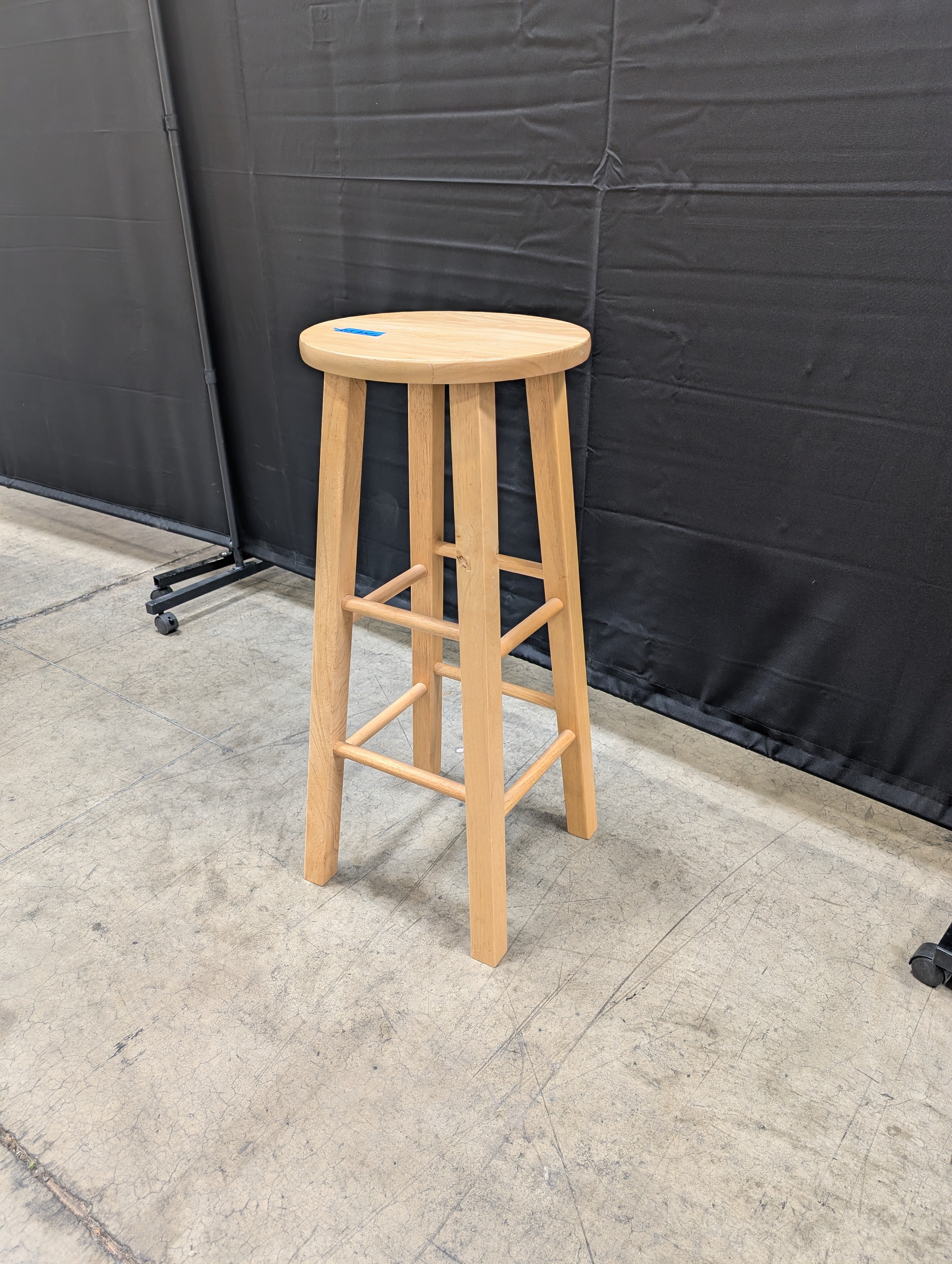 Natural Light Wood Round Top Bar Stool
