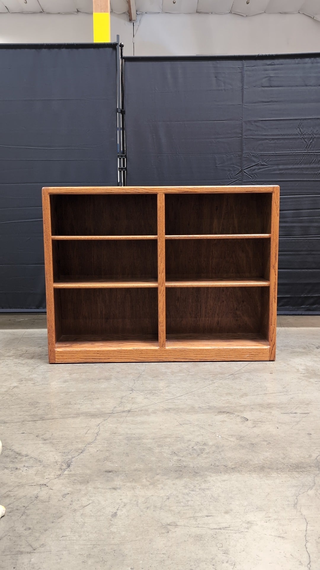 Sturdy Oak Tone Wood Bookcase with Open Shelving