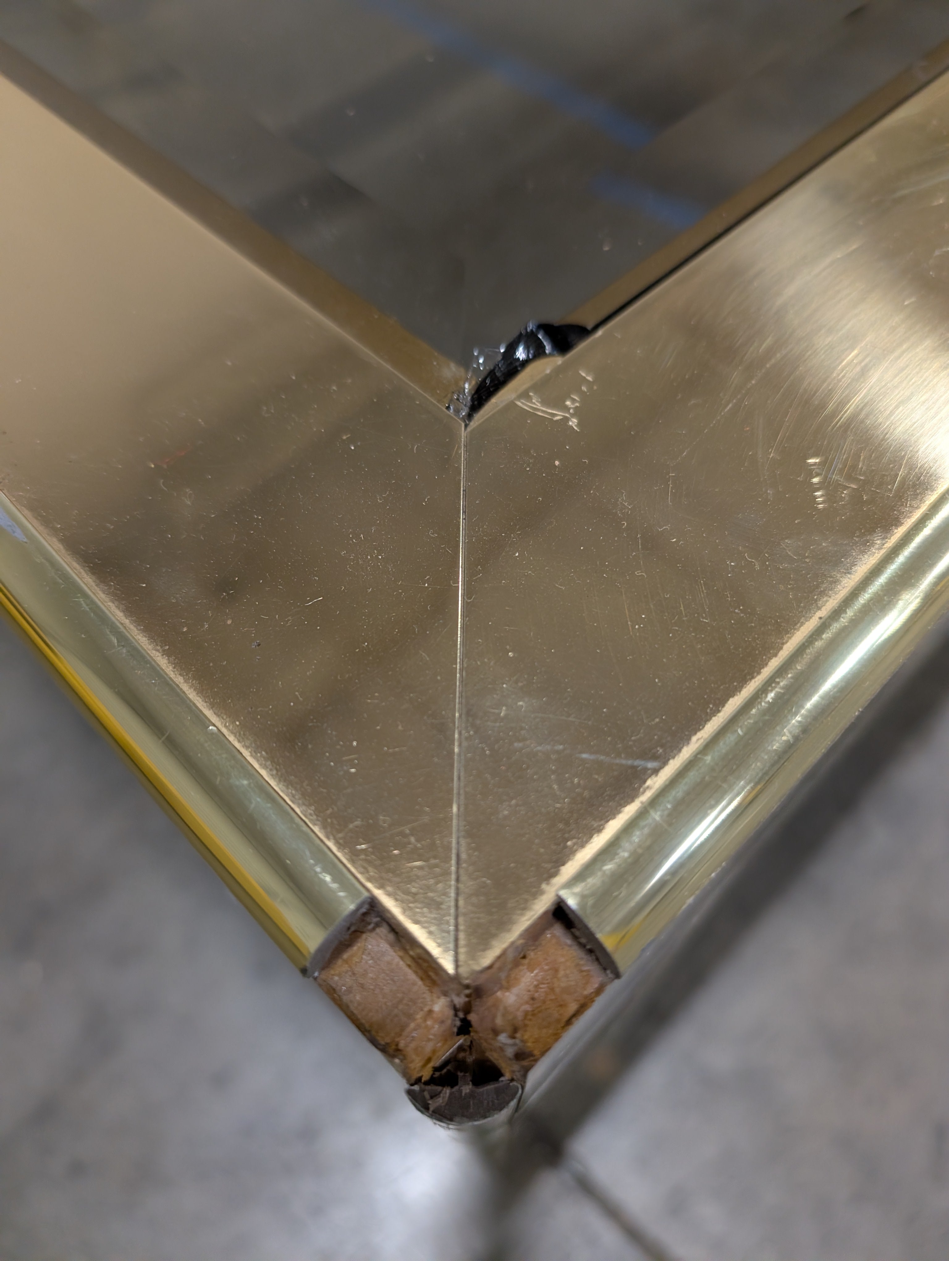 Mid-Century Modern Gold Tone Dining Table with Glass Top