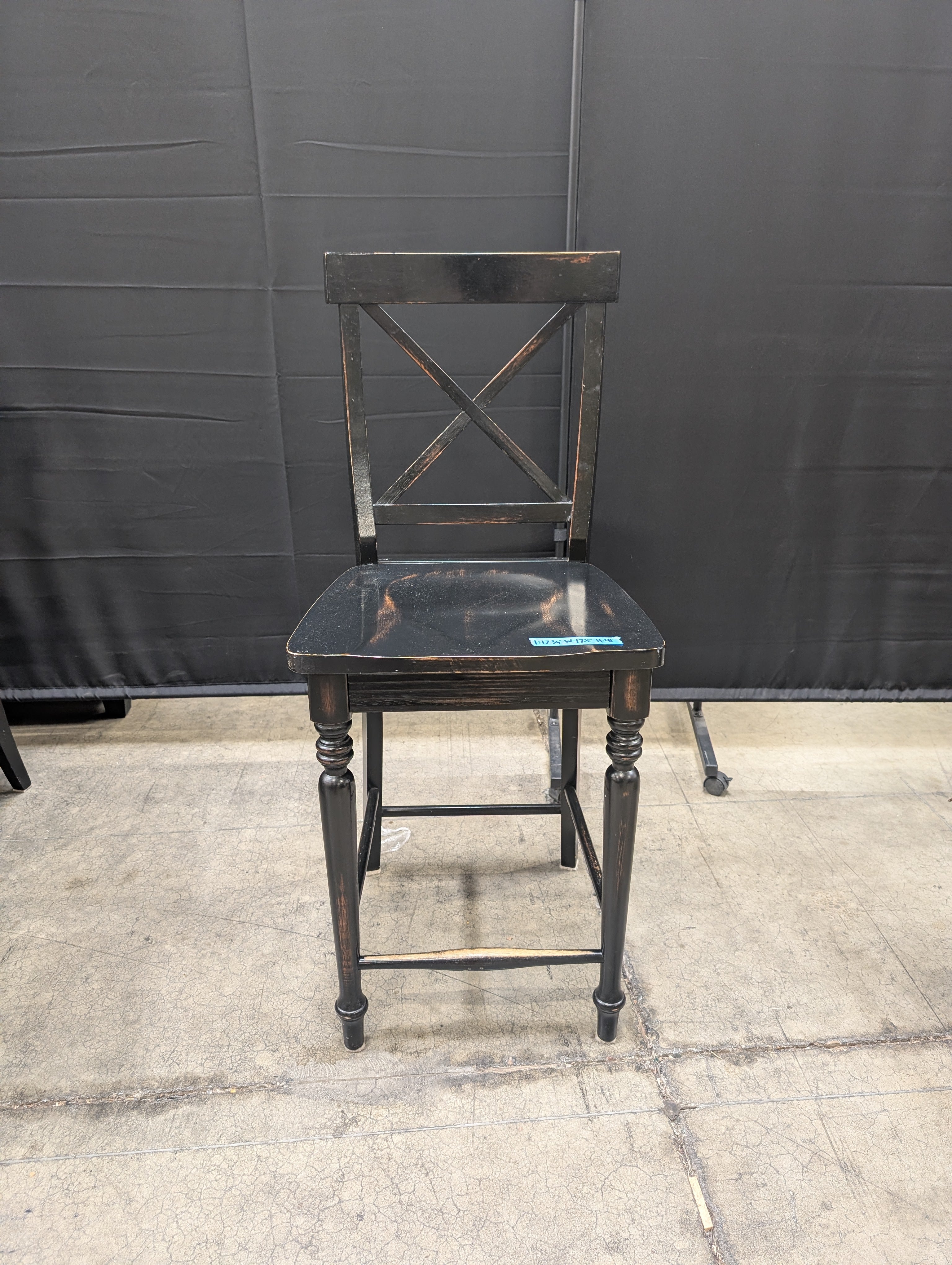 Farmhouse Crossback Wooden Barstool in Black Wood
