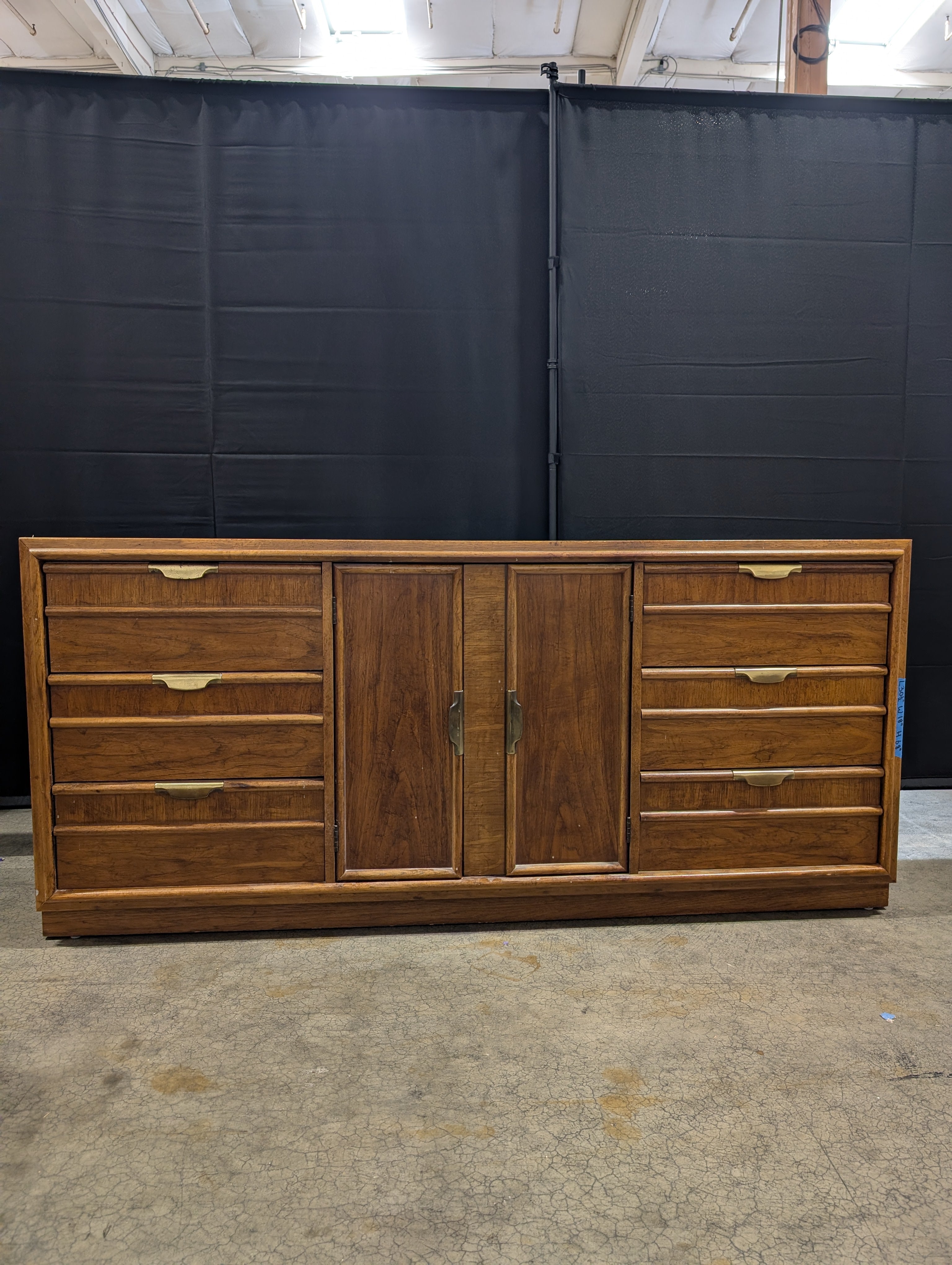 Wood Dixie Triple Dresser with Brass Pulls