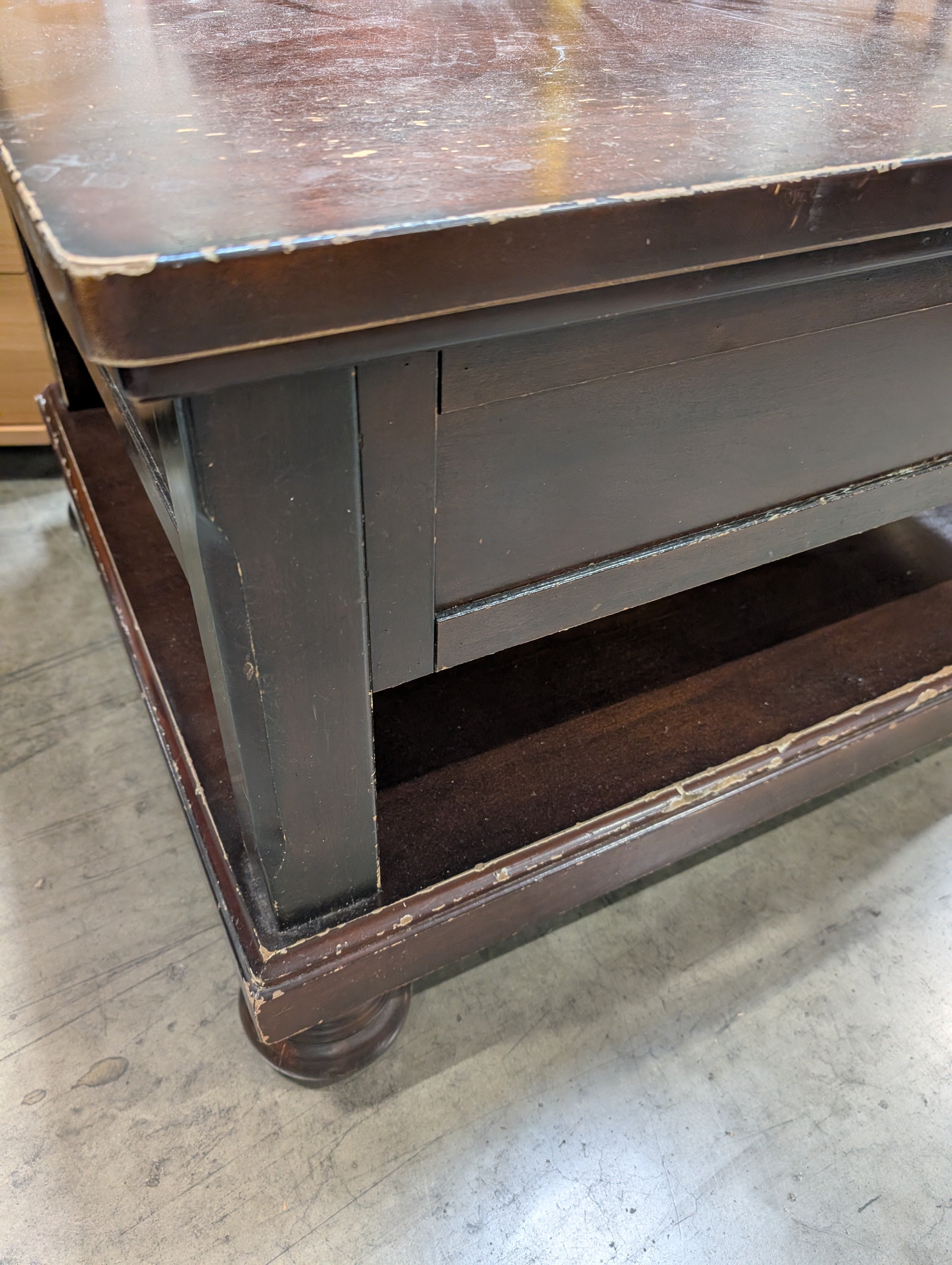 Dark Stained Wood Lift-Top Coffee Table with Storage