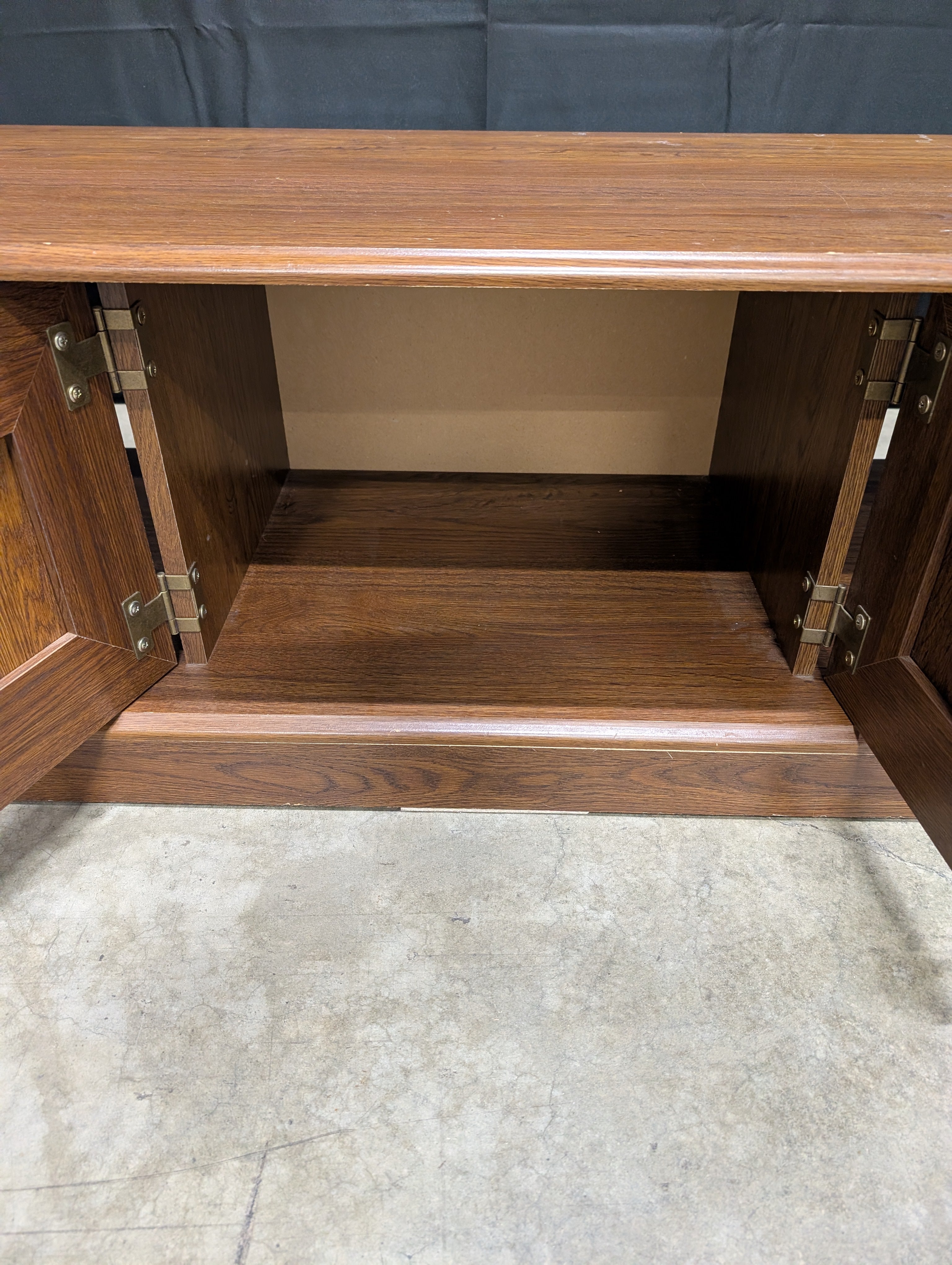 Classic Dark Wood Coffee Table with Cabinet Storage and Open Shelf